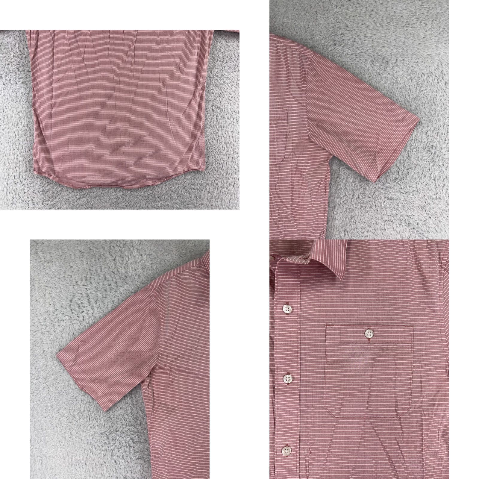 TravisMathew Travis Mathew Shirt Mens M Red White Striped Button-Up Golf Pocket Lightweight Casual Short Sleeve Shirt - Men’s Medium Red Stripe Golf Shirt Size US M / EU 48-50 / 2 - 8 Thumbnail