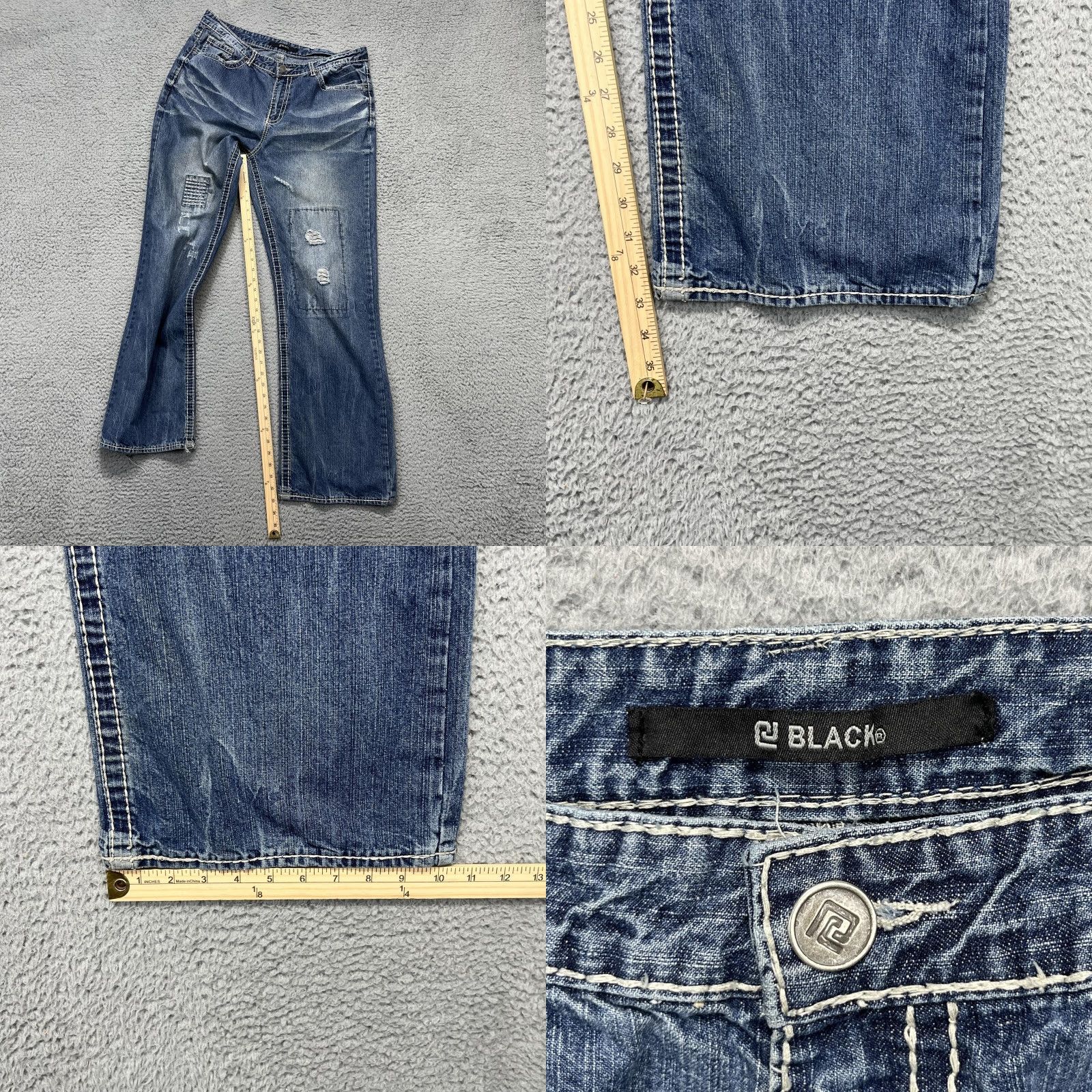 Buckle Black BucklE Black Jeans Mens 36x34 Faded Wash Patchwork Distressed Grunge Straight 5-Pocket Denim Cotton Blue Logo Button Zip Regular Size Type Mens Size US 36 / EU 52 - 10 Thumbnail