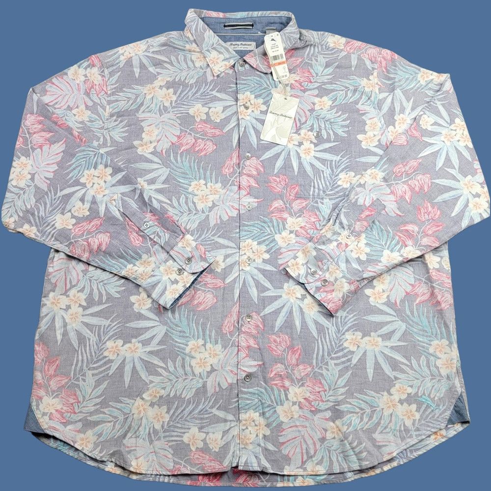 Tommy Bahama Tommy Bahama Shirt Mens 3XL Fog Grey Coastline Cord Montecito Frond Floral Shirt Long Sleeve Button-Up Collared NWT Mens Size US XXL / EU 58 / 5 - 1 Thumbnail