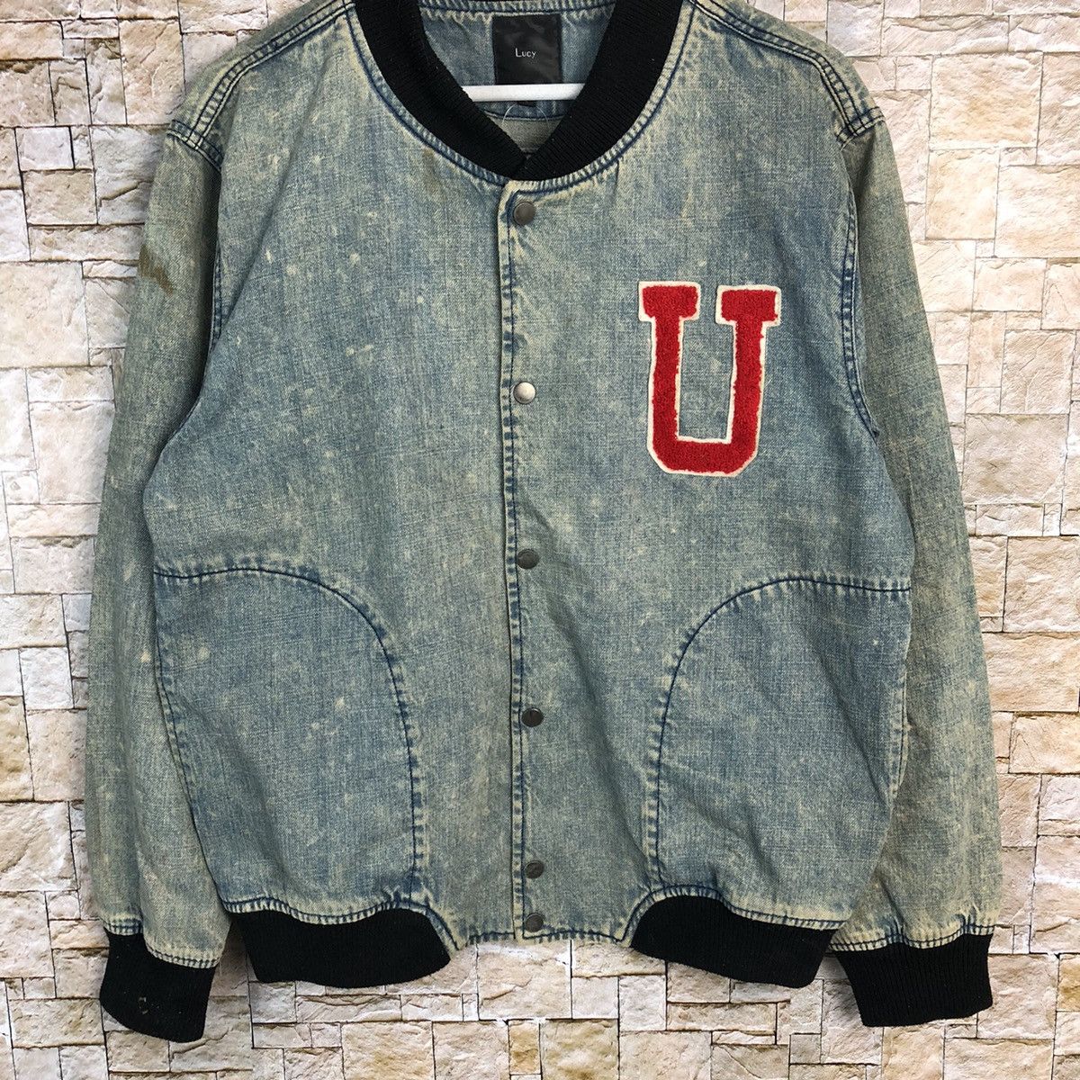 Japanese Brand Lucy Blue denim Bombers Jacket varsity #A272 Size US M / EU 48-50 / 2 - 3 Thumbnail