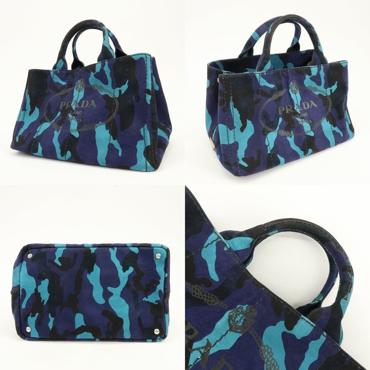 Prada Prada Canapa Tote Canvas Blue Size ONE SIZE - 3 Thumbnail