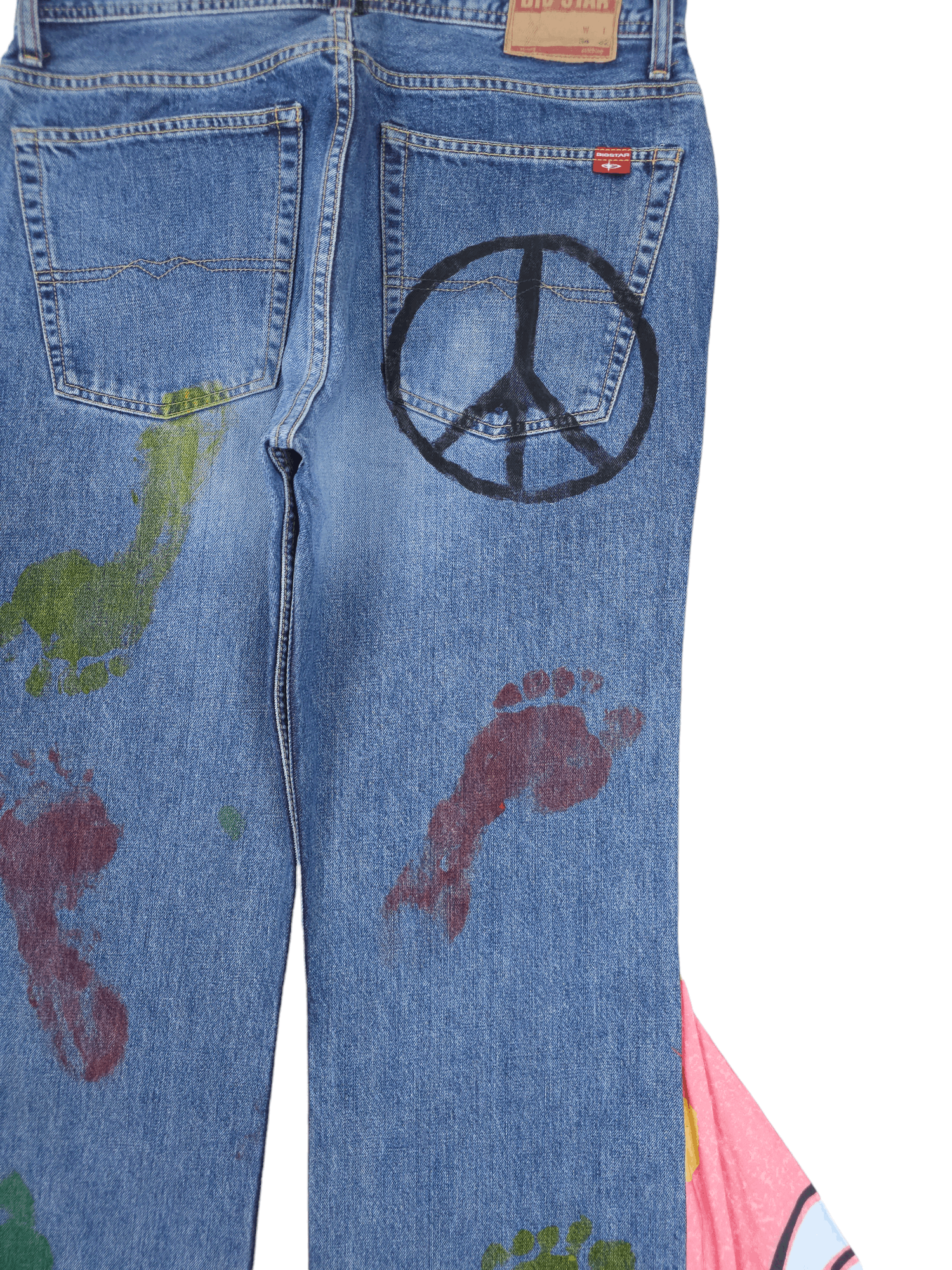 Big Star × Vintage 💎 Size 34/32 80's Hippie Big Star Crazy Blue Flared Jeans Size US 34 / EU 50 - 11 Thumbnail