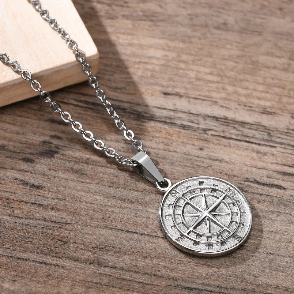 Jewelry × Vintage Necklace Pendant Stainless Steel Cuban Chain Casual Retro Size ONE SIZE - 4 Thumbnail