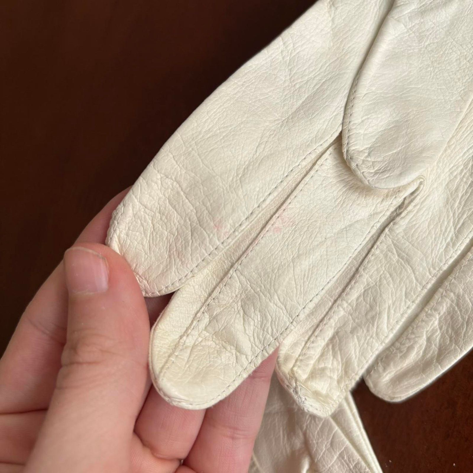 Other Vintage Neustaters Kislav Kid Ivory Leather Driving Gloves 7 Size ONE SIZE - 3 Thumbnail