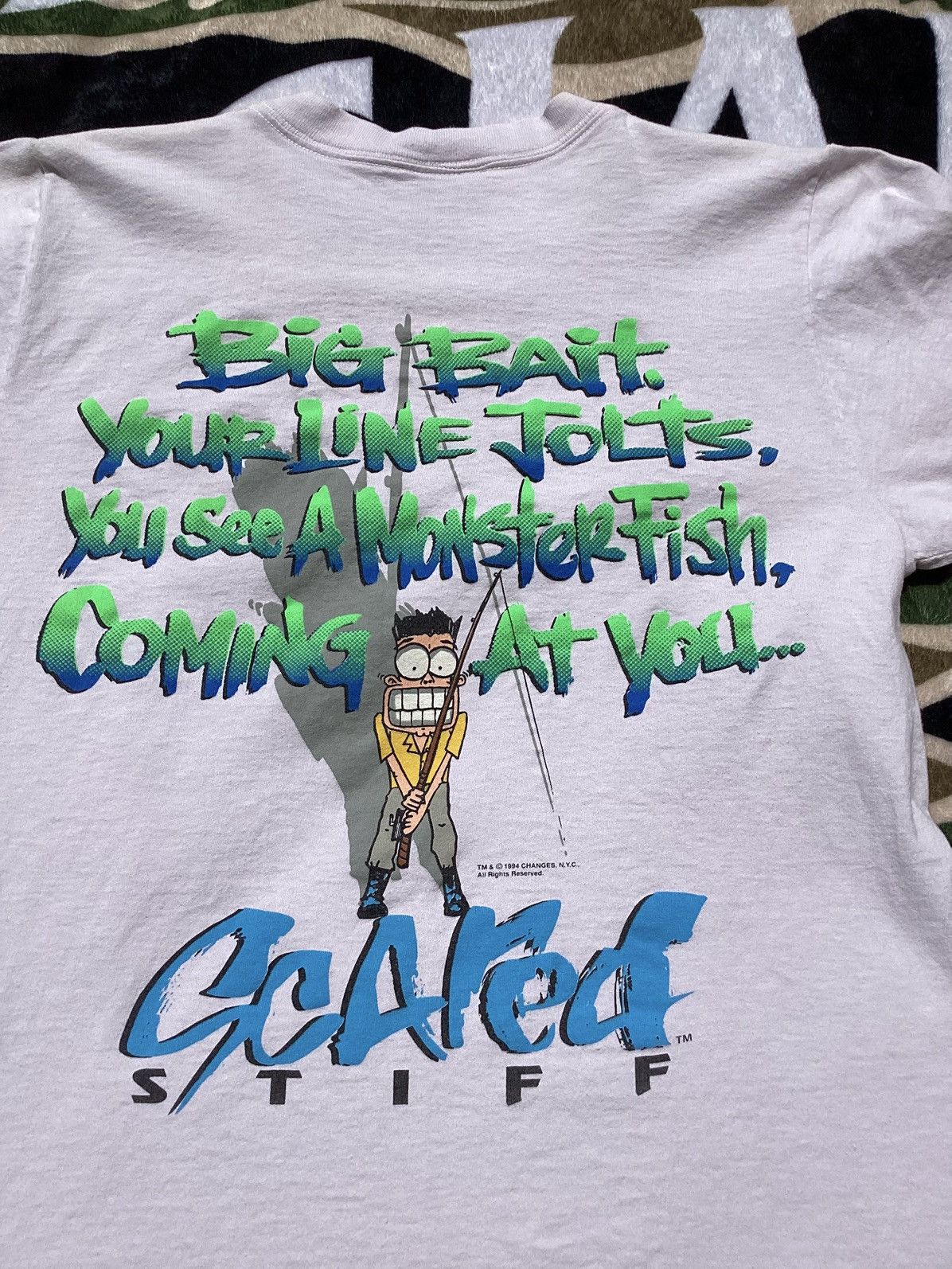 Changes × Vintage Vtg 94 scared stiff fishing outdoors single stitch USA Tee Size US M / EU 48-50 / 2 - 2 Thumbnail