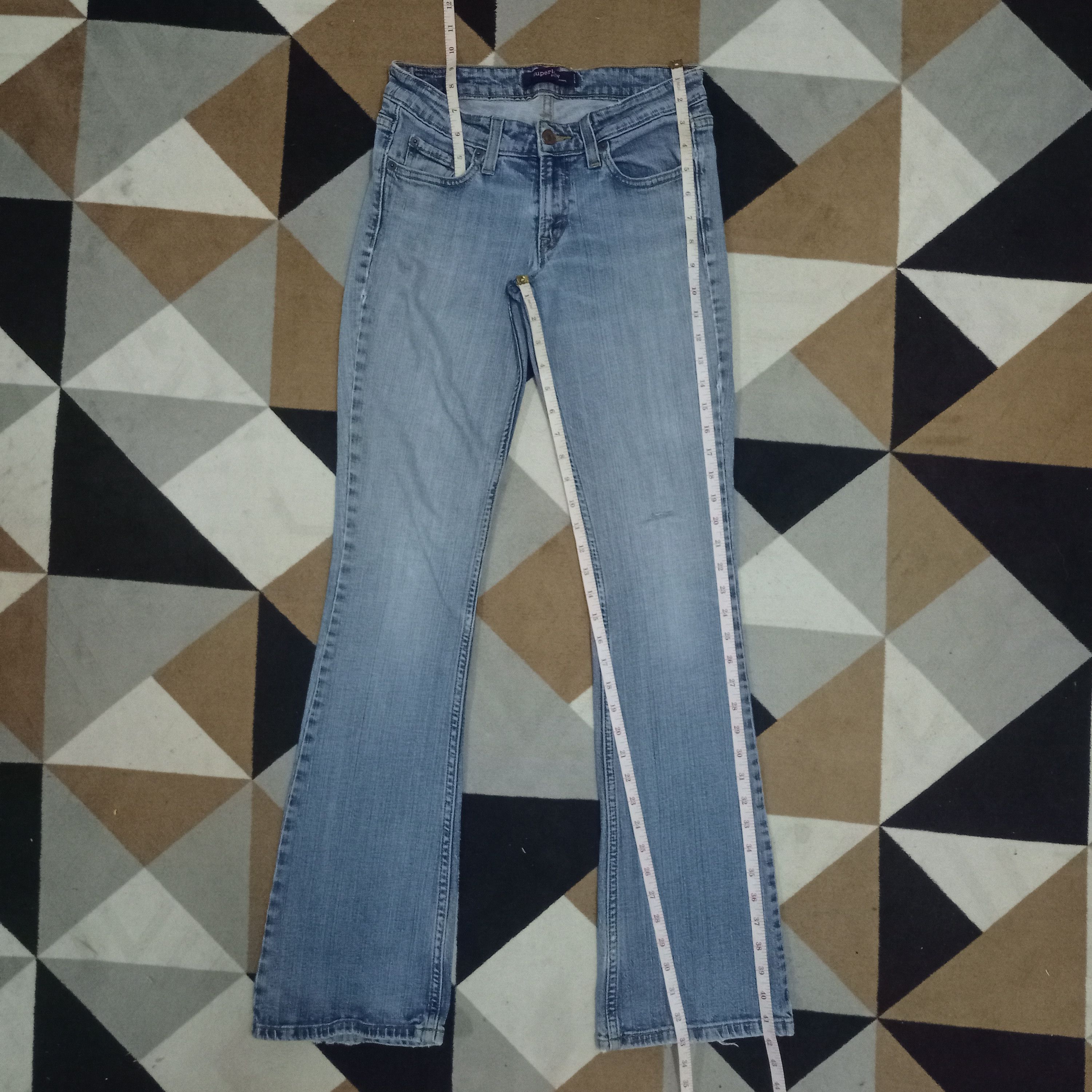 Levi's × Levi's Vintage Clothing Rare Levis 518 Superlow Blue Wash Distressed Flare Jeans Size 28" / US 6 / IT 42 - 9 Thumbnail