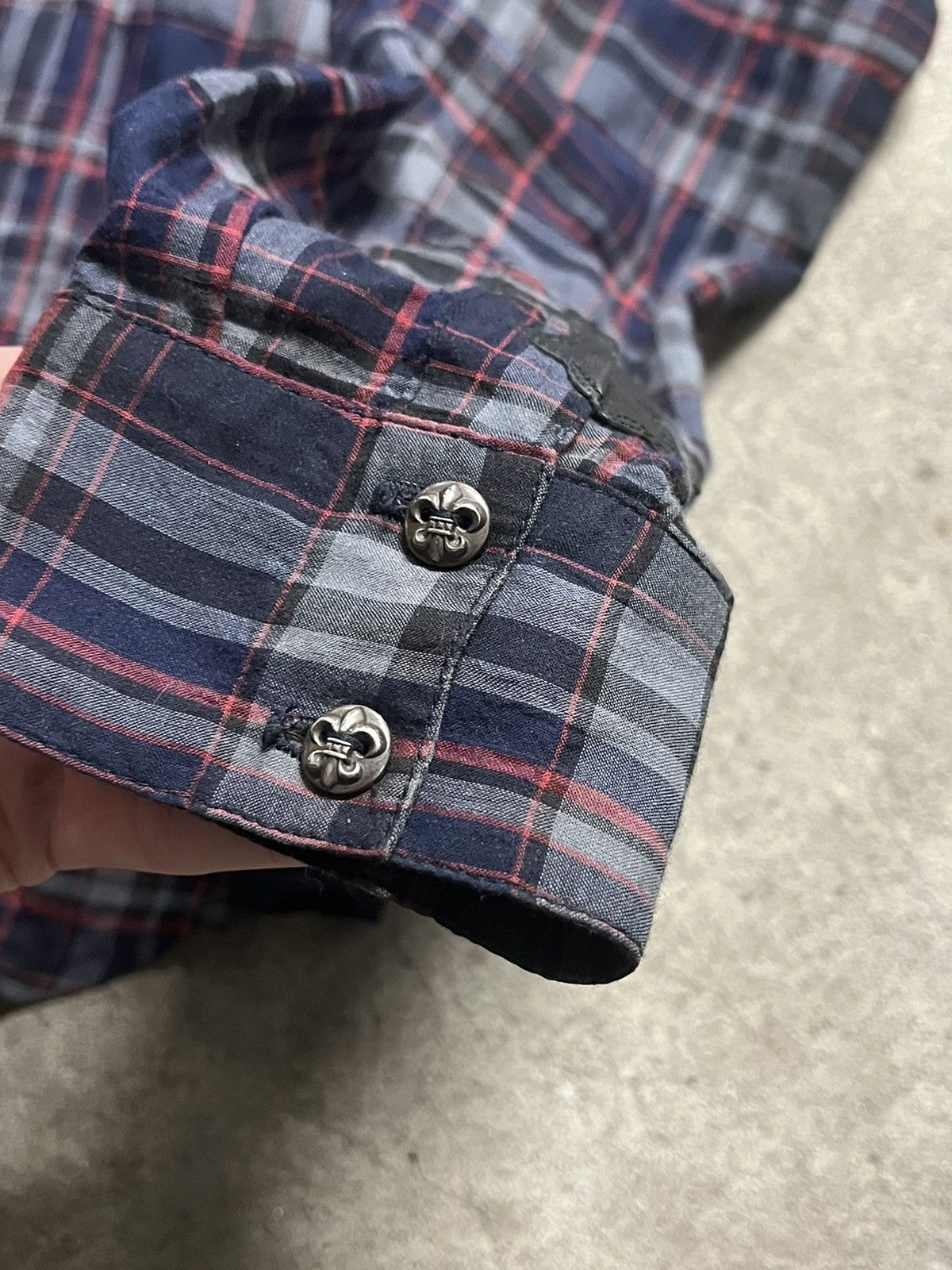 Chrome Hearts 2000s Chrome Hearts Leather “Fleur De Lis” Patch Flannel Size US L / EU 52-54 / 3 - 5 Thumbnail