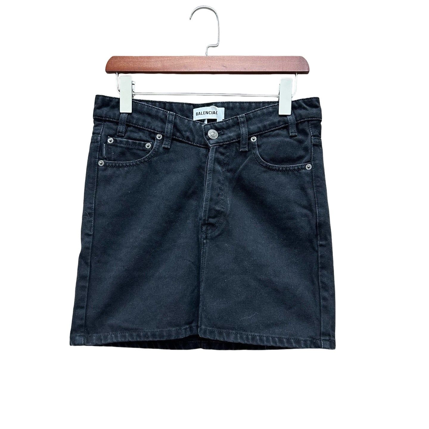 Balenciaga Balenciaga Black Denim Mini Skirt Size 38 Size 26" / US 2 / IT 38 - 1 Thumbnail
