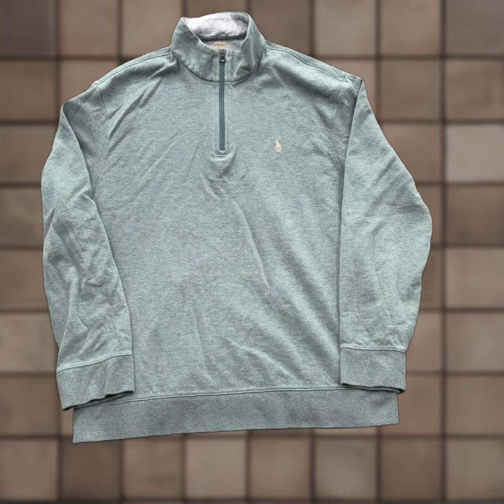 Polo Ralph Lauren Polo Ralph Lauren Sweatshirt Mens XL Green Pullover 1/4 Zip Solid Cotton Blend Casual Sweater Mens Regular Fall Winter Size US XL / EU 56 / 4 - 1 Thumbnail
