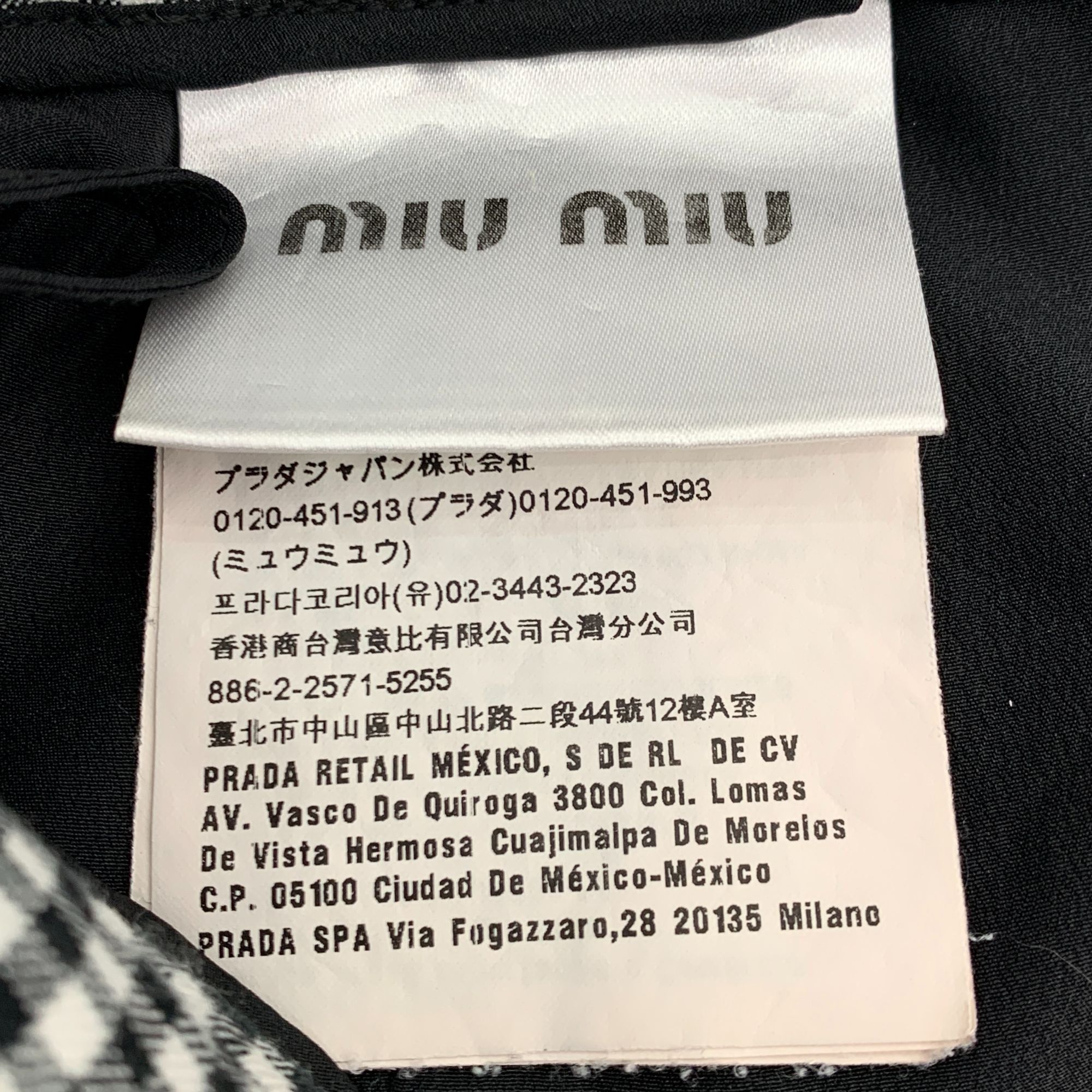 Miu Miu Miu Miu Womens Black & White Houndstooth Check Skirt With Pi Size 42" / US 20 - 2 Thumbnail