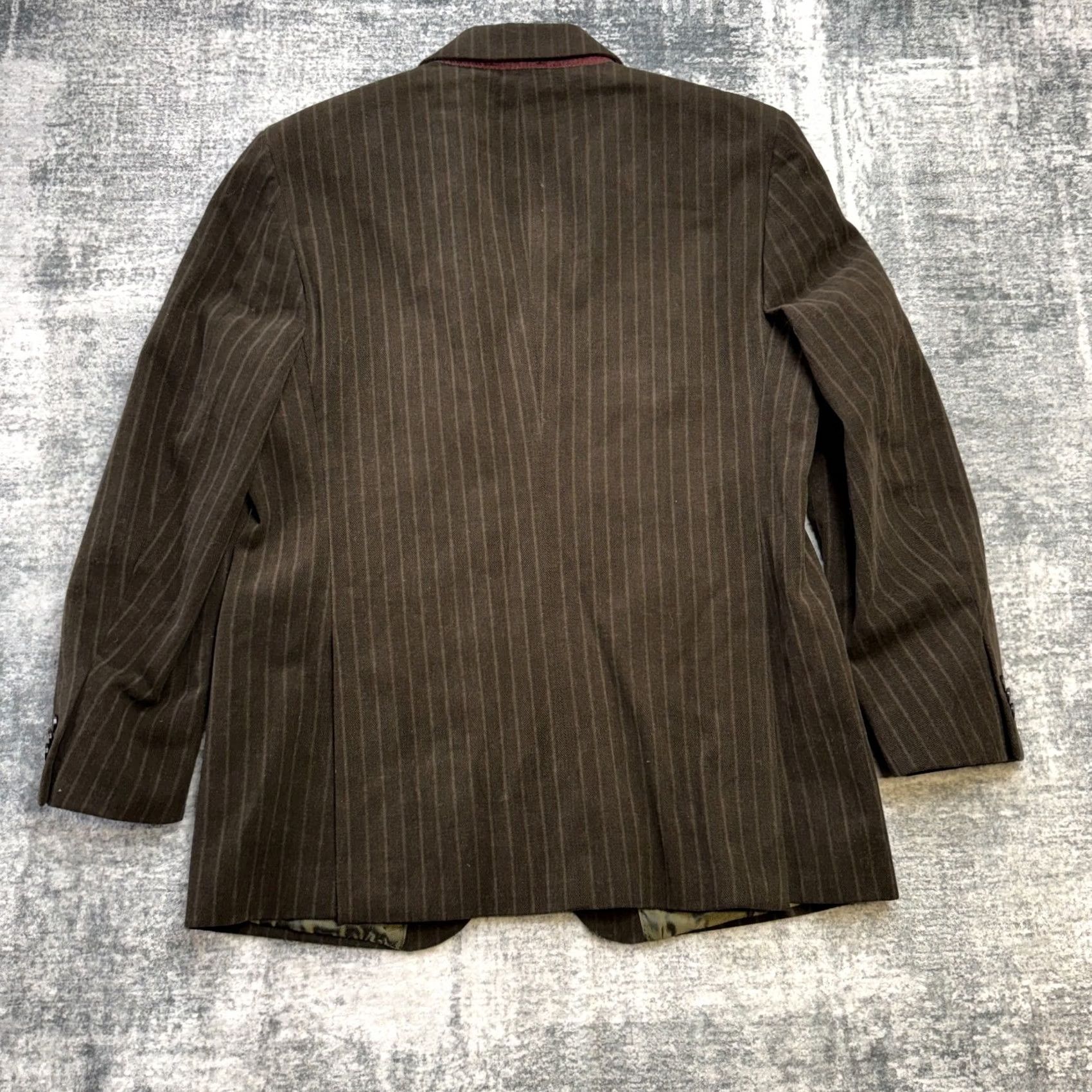 Banana Republic Banana Republic Blazer Mens 42S Brown Pinstripe Brushed Cotton Sport Coat Y2K Blazer Size 42R - 4 Thumbnail