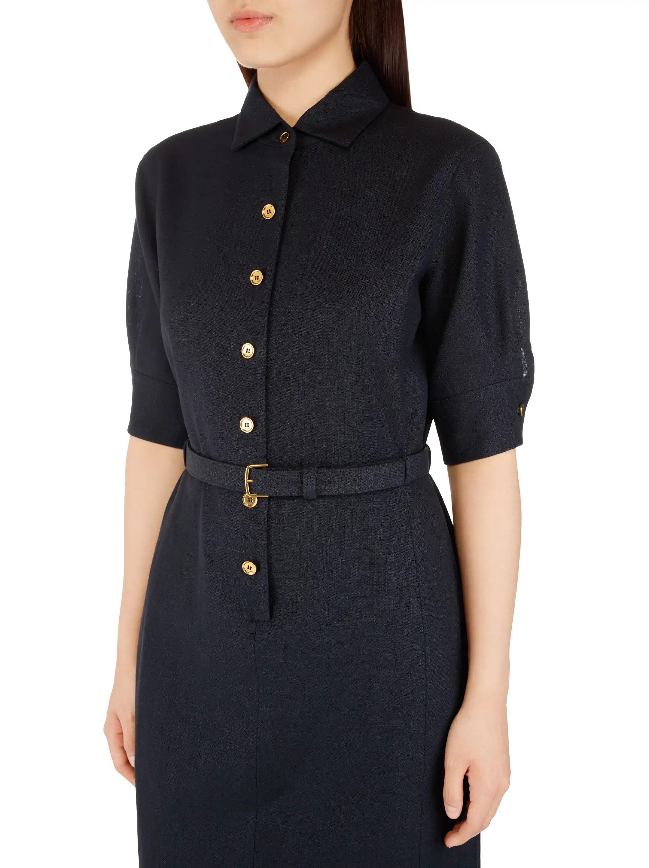 Loro Piana o1srvl11e0526 FAP0218 Carmen Shirt Midi Dress in Navy Blue Size XS / US 0-2 / IT 36-38 - 4 Thumbnail