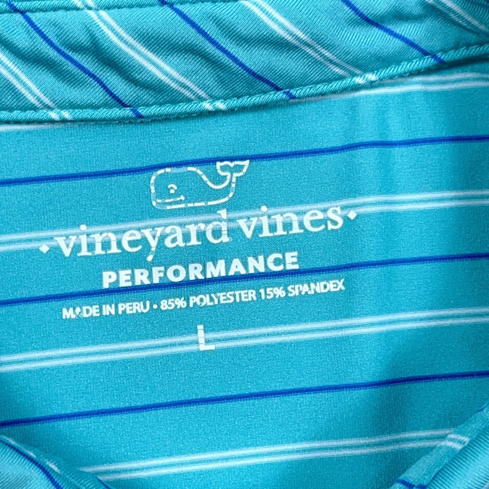 Vineyard Vines Vineyard Vines Polo Shirt Men L Teal Blue Striped Performance Wicking Golf Shirt Size US L / EU 52-54 / 3 - 3 Thumbnail
