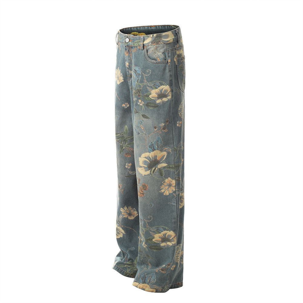 Japanese Brand × Vintage Men's floral print loose wide-leg jeans Size US 32 / EU 48 - 2 Thumbnail