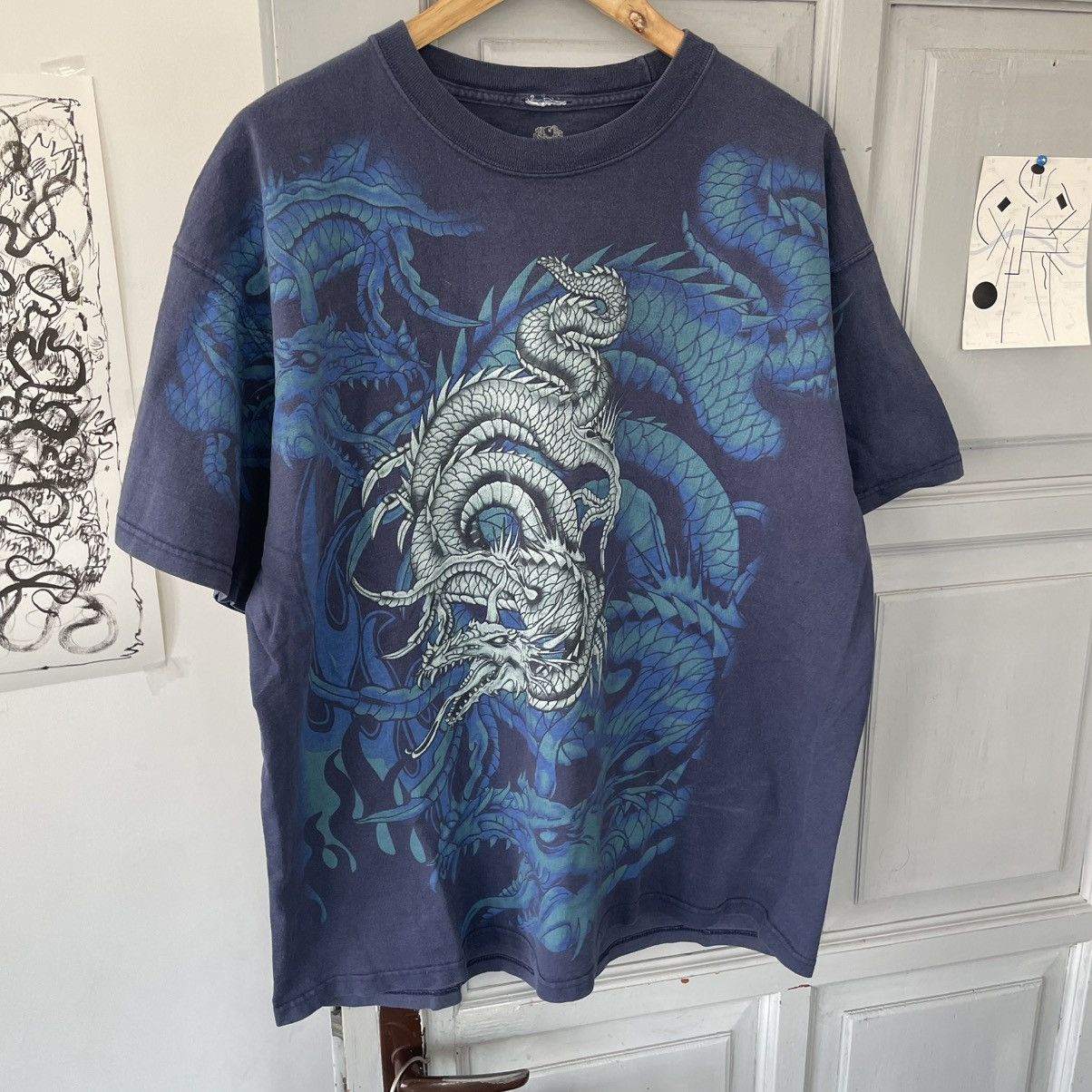 Japanese Brand × Vintage Vintage Dragon Japanese T-shirt Blue size XL Size US XL / EU 56 / 4 - 3 Thumbnail