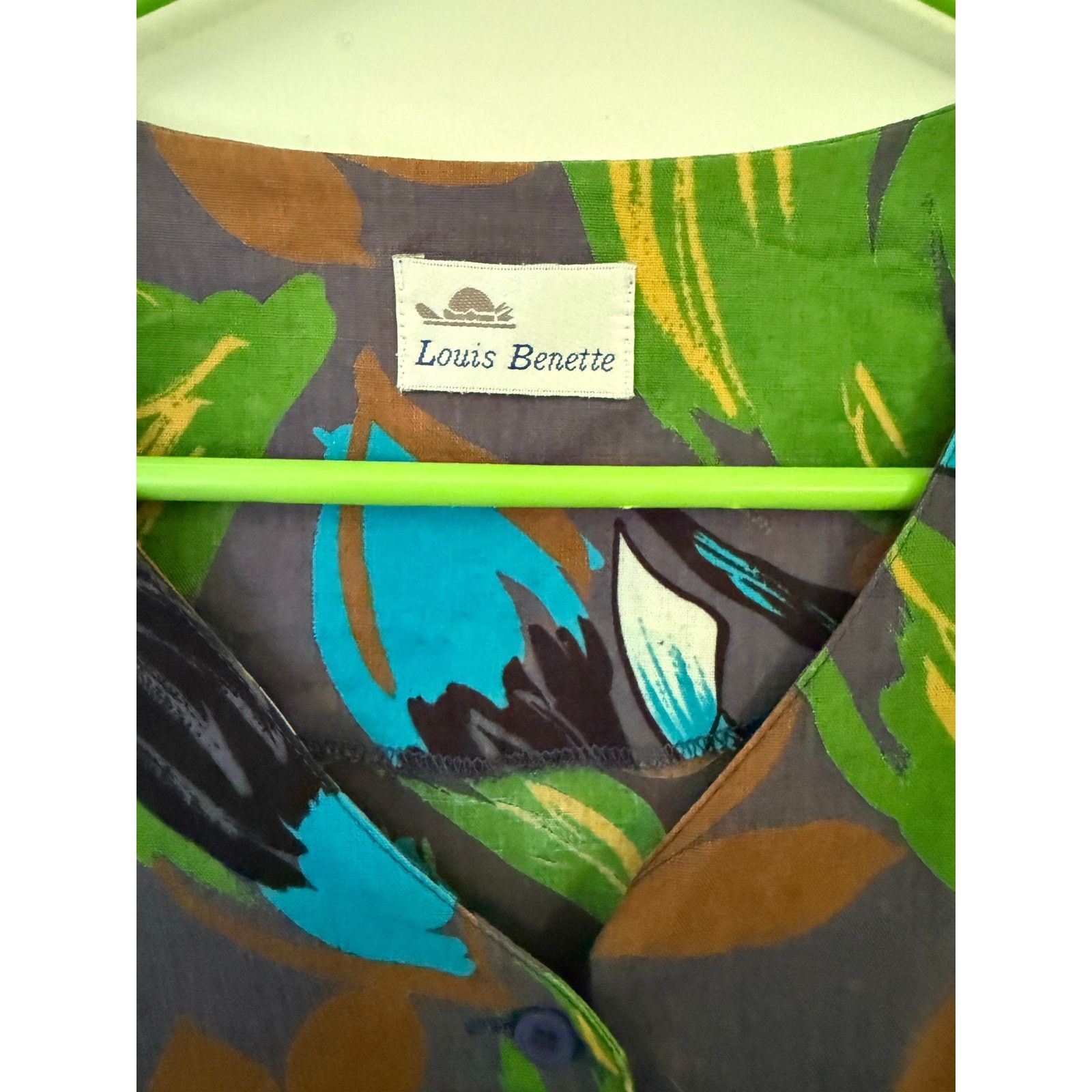 Vintage Vintage 70’s Louis Bennett Bird Blue Green Top Small Med Size S / US 4 / IT 40 - 3 Thumbnail