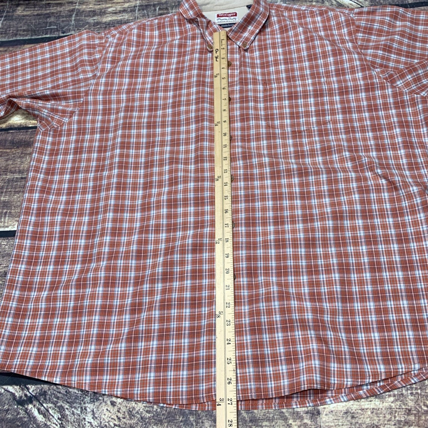 Wrangler Wrangler Western Shirt Short Sleeve Mens 2XL Red White Plaid Button-Down Shirt Western Workwear Casual Travel Size US XXL / EU 58 / 5 - 4 Thumbnail