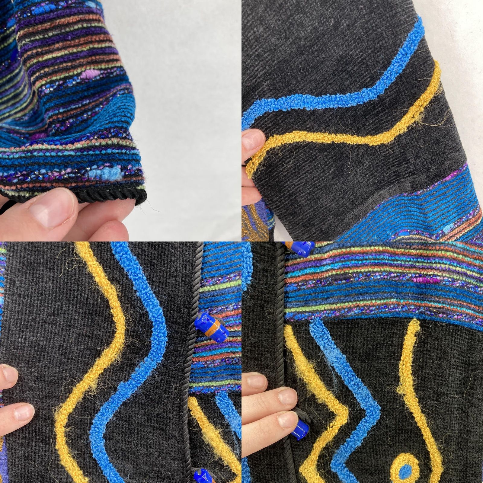 Vintage VINTAGE Julia K Jacket Womens M Black Blue Patchwork Artsy Beaded Toggle Boho VTG Ladies 80s/90s Inspired Size M / US 6-8 / IT 42-44 - 8 Thumbnail