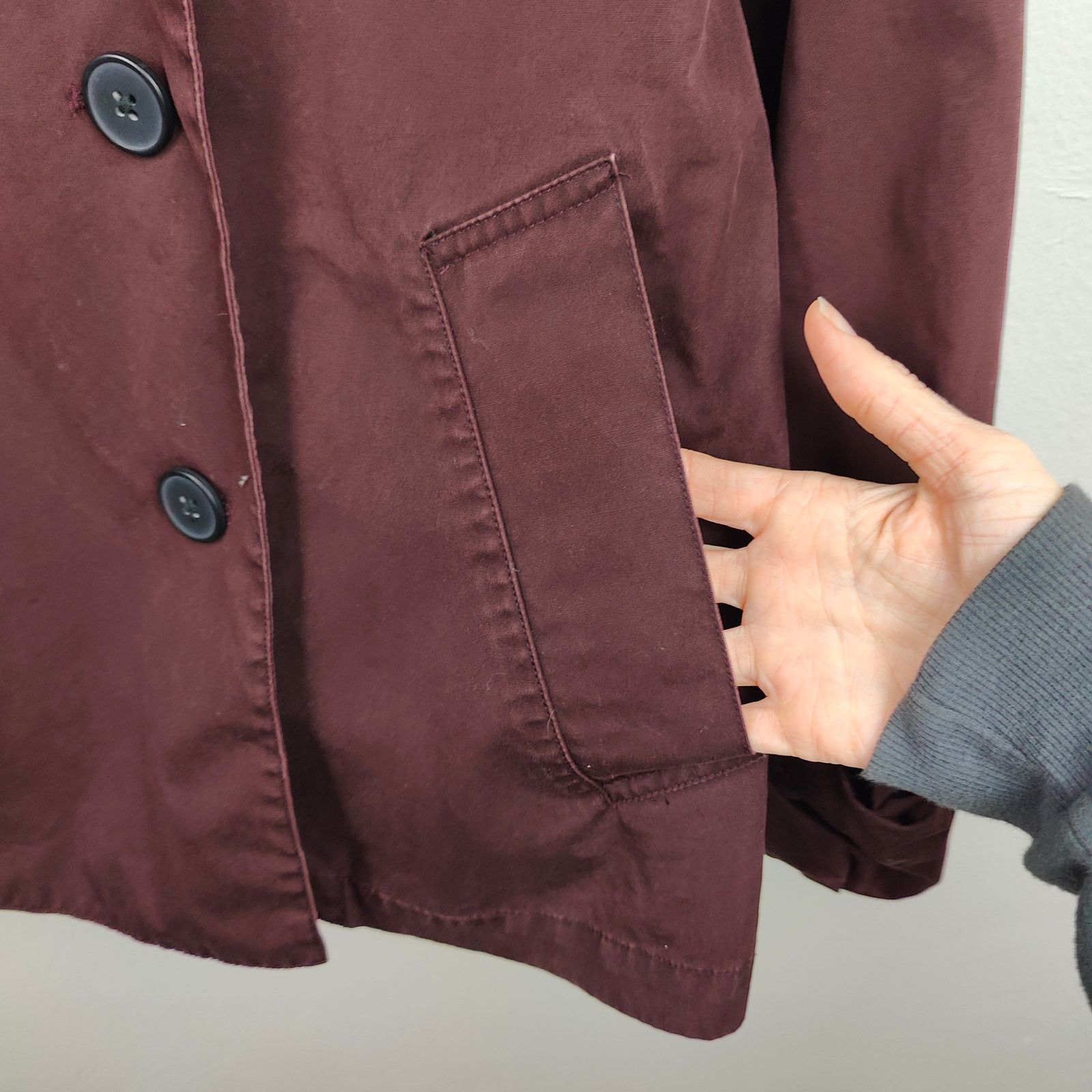 Other Everlane Swing Trench Coat Womens XS Plum Burgundy Cotton Size XS / US 0-2 / IT 36-38 - 3 Thumbnail