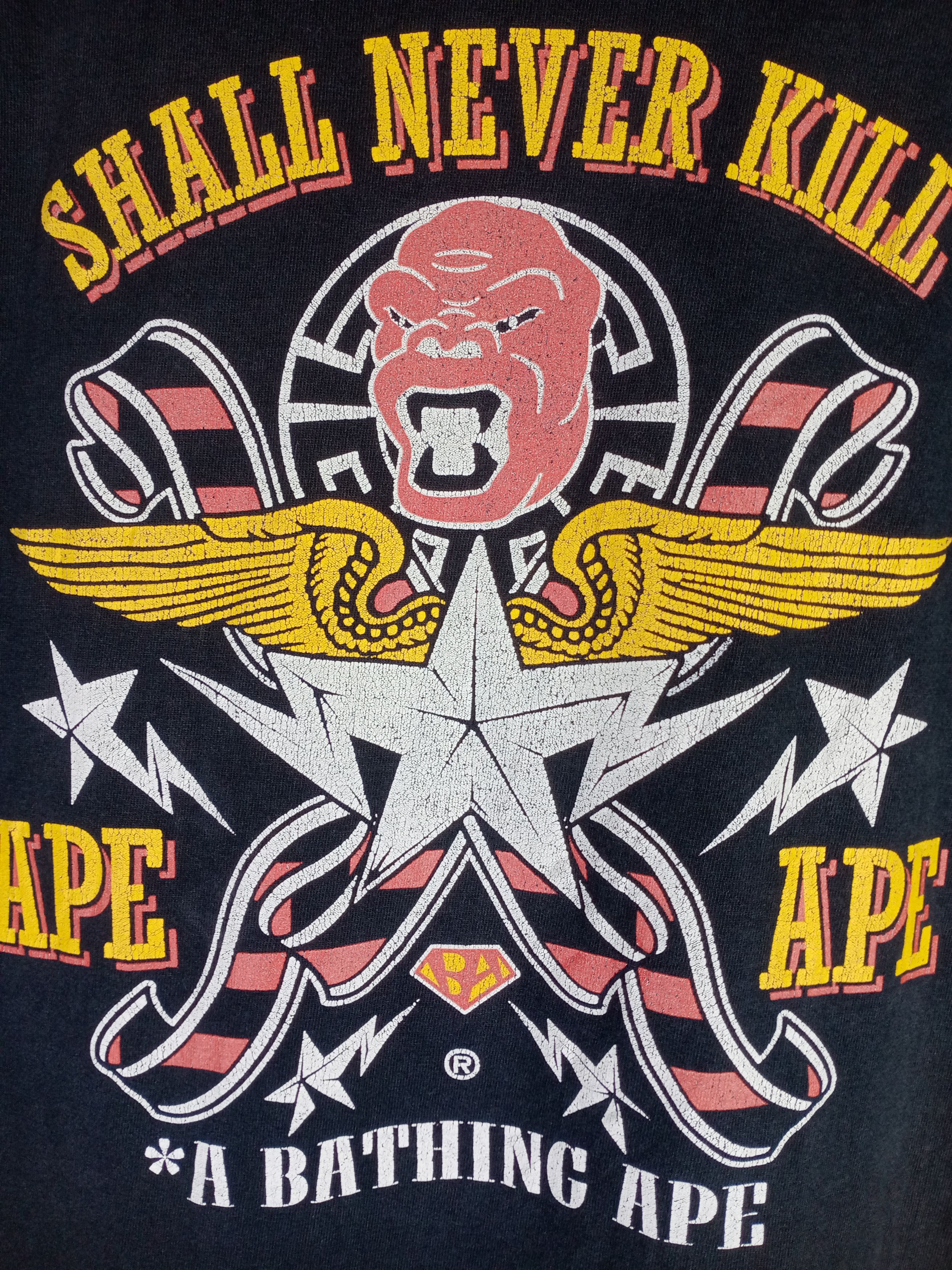 Bape Rare Vintage BAPE SHALL NEVER KILL Distressed Tshirt Size US M / EU 48-50 / 2 - 6 Thumbnail