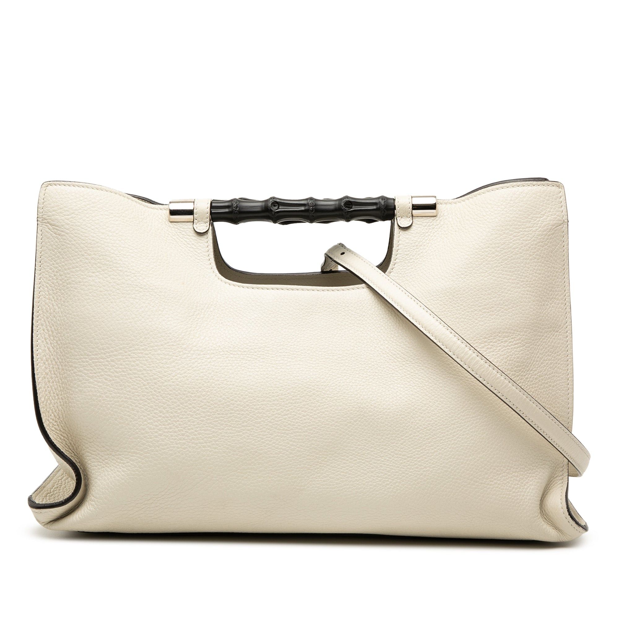 Gucci Medium Calfskin Bamboo Daily Shopper Satchel in White, Women's