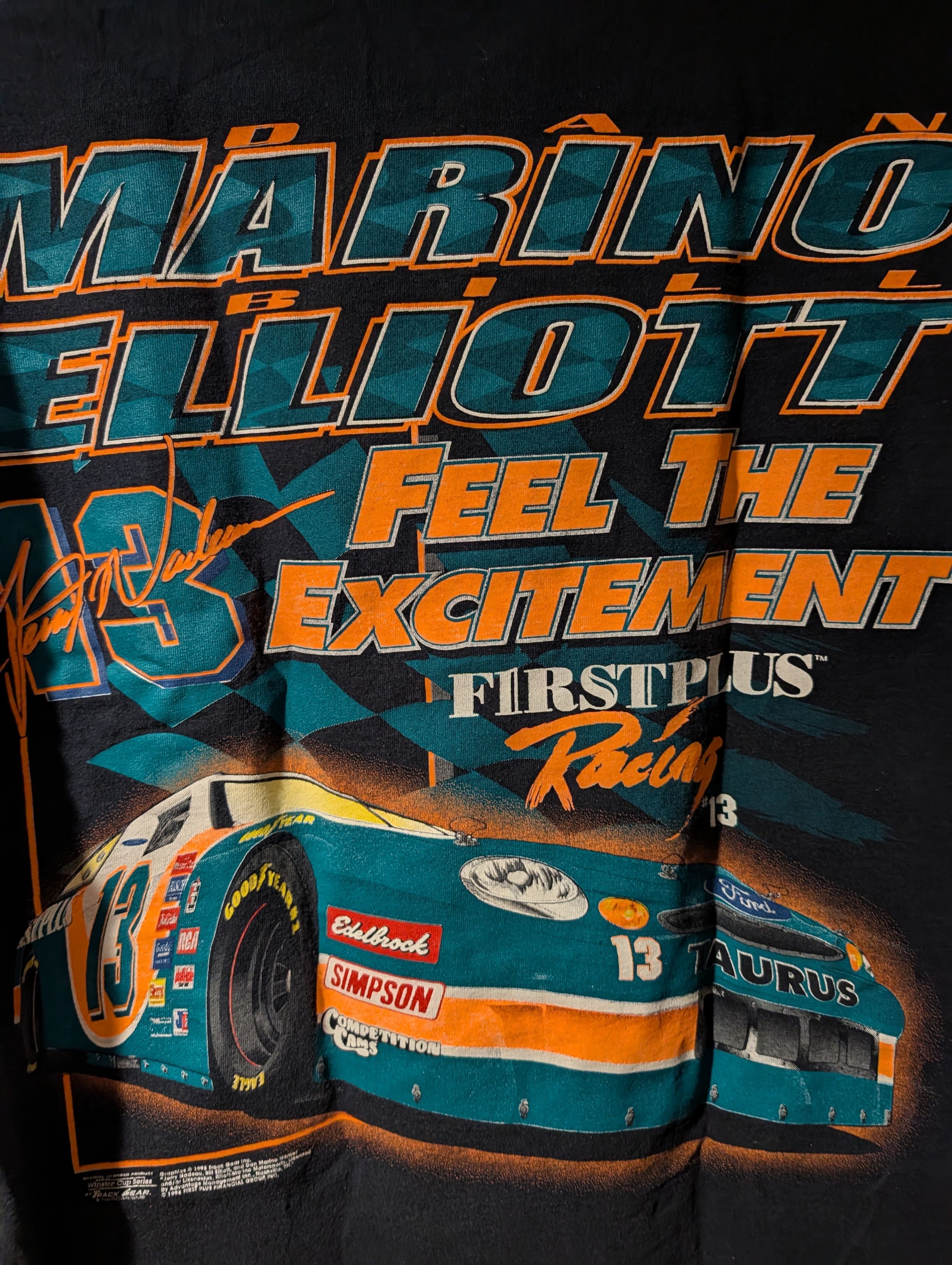 NASCAR Vintage Jerry Nadeau #13 Nascar T-Shirt First Marino Ford Size US XL / EU 56 / 4 - 6 Thumbnail