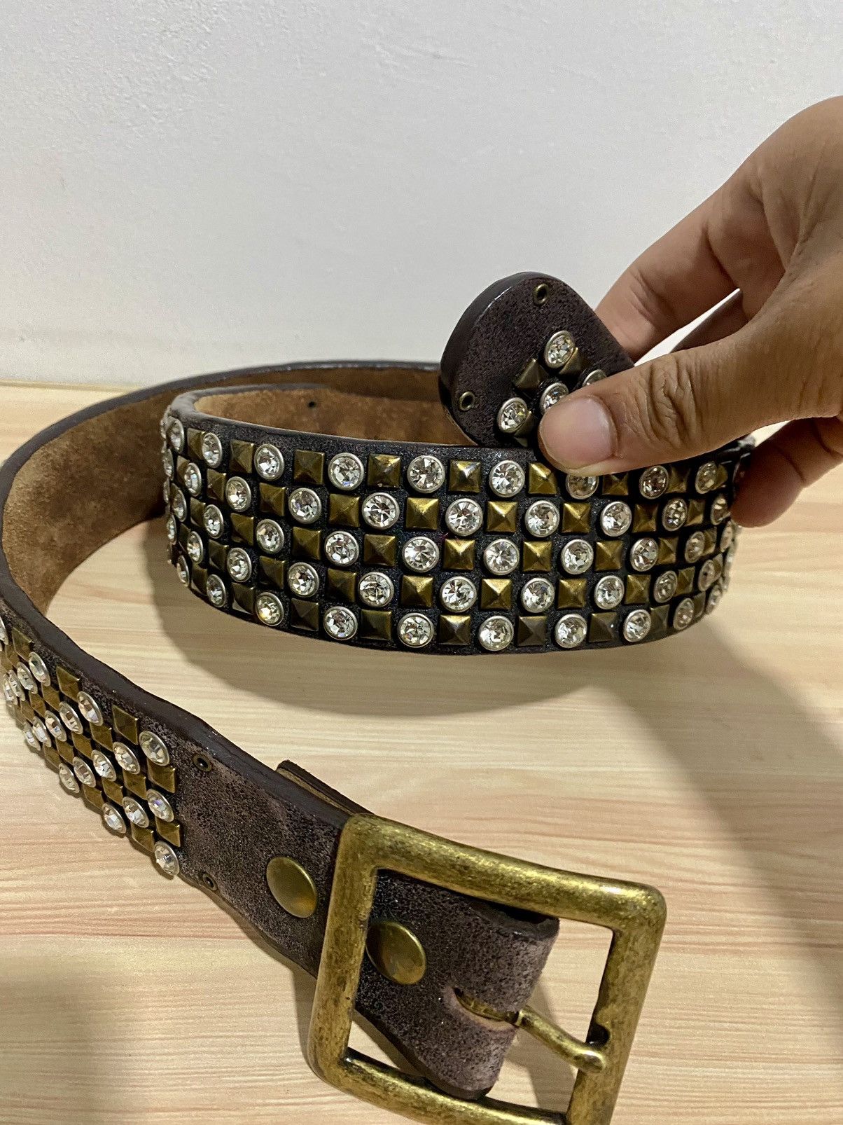 Japanese Brand Vintage Studded leather Belt Inspired BB SIMONS Size ONE SIZE - 9 Thumbnail