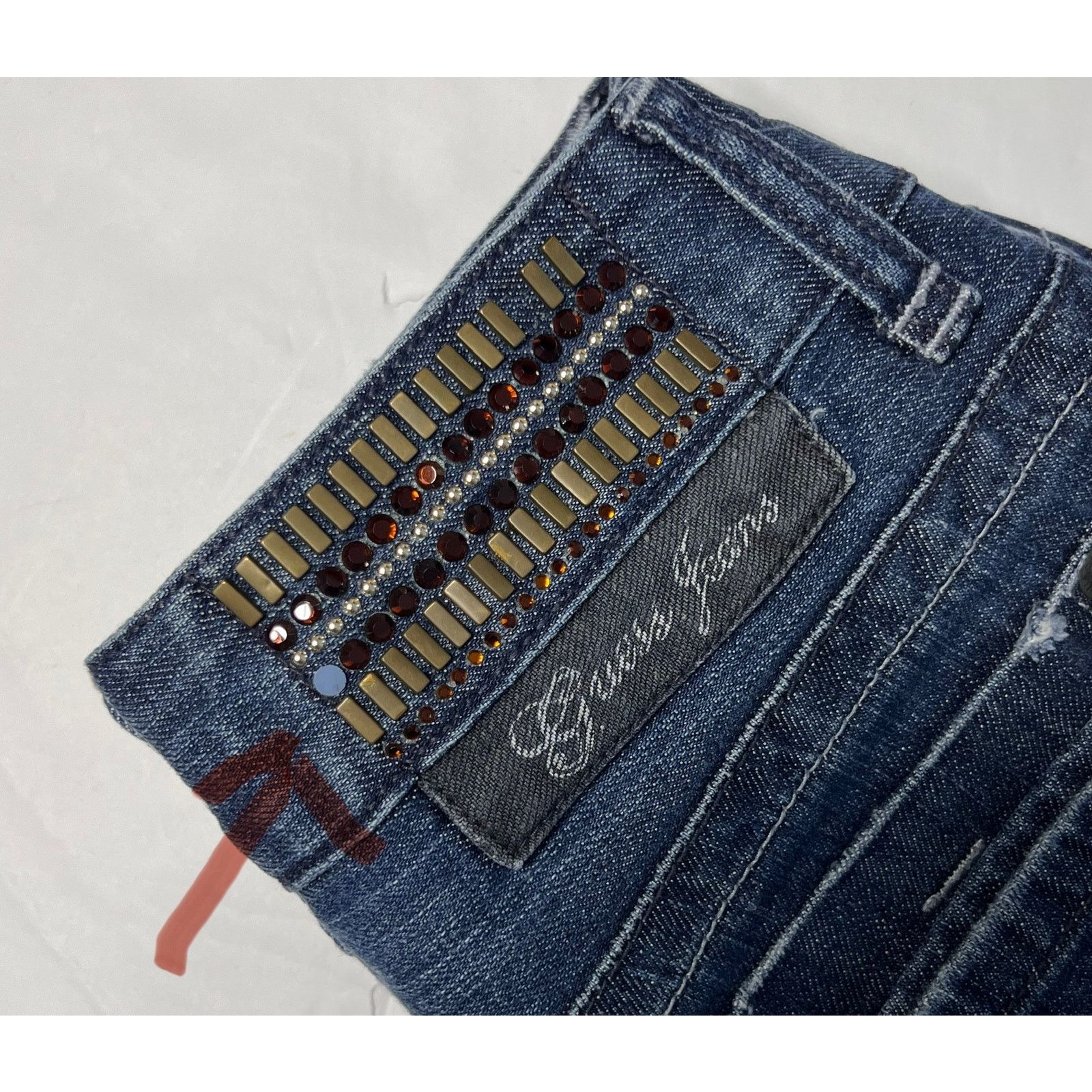 Guess Guess Foxy Embellished Stretch Flared Jeans 24 Whiskered Size 24" / US 00 / IT 34 - 11 Thumbnail