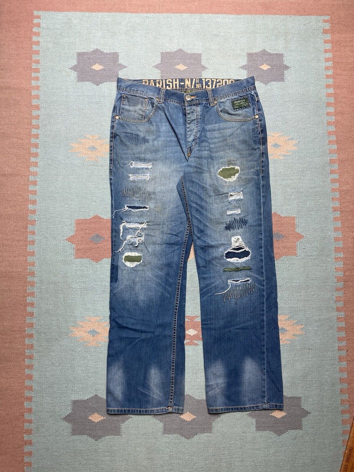 Vintage y2k baggy jeans parish distressed repaire faded grunge 36x31 Size US 36 / EU 52 - 1 Thumbnail