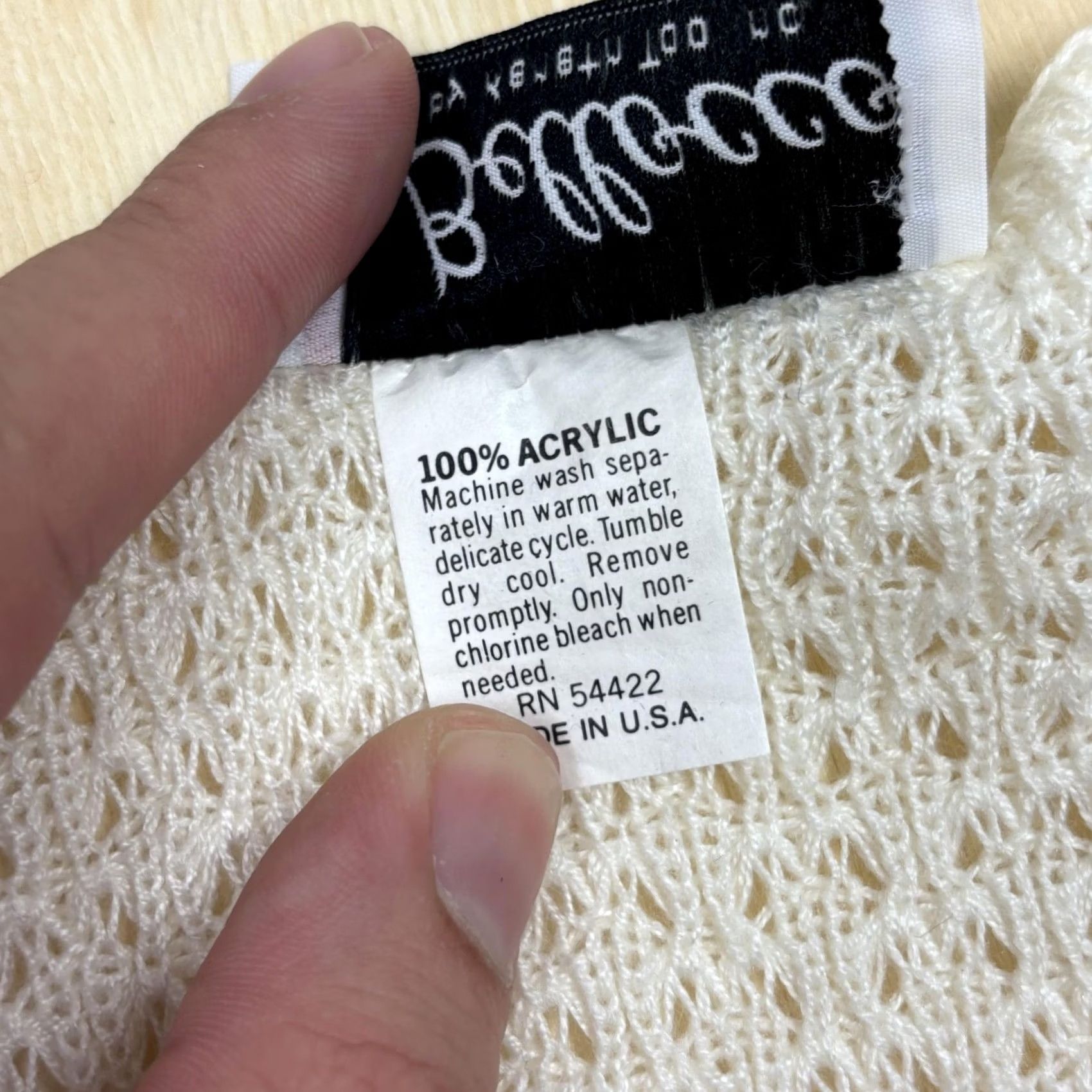 Vintage VINTAGE Bellocco Womens Large White V-Neck Open-Knit Dolman Pullover Sweater Size L / US 10 / IT 46 - 3 Thumbnail