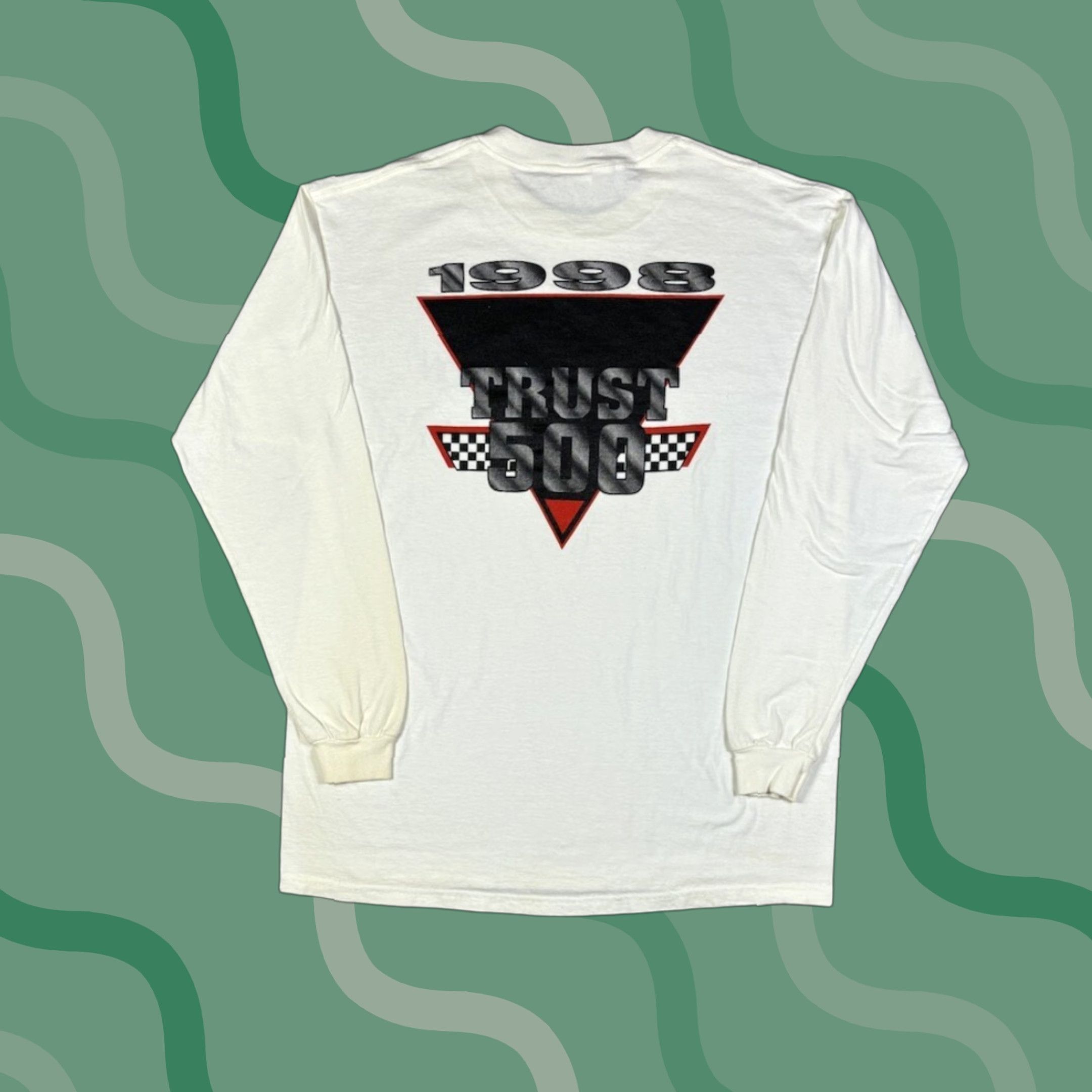 Delta VINTAGE Delta T-Shirt Long Sleeve Graphic Print Crew Neck 90s Retro Men L White Cotton Size US L / EU 52-54 / 3 - 1 Thumbnail
