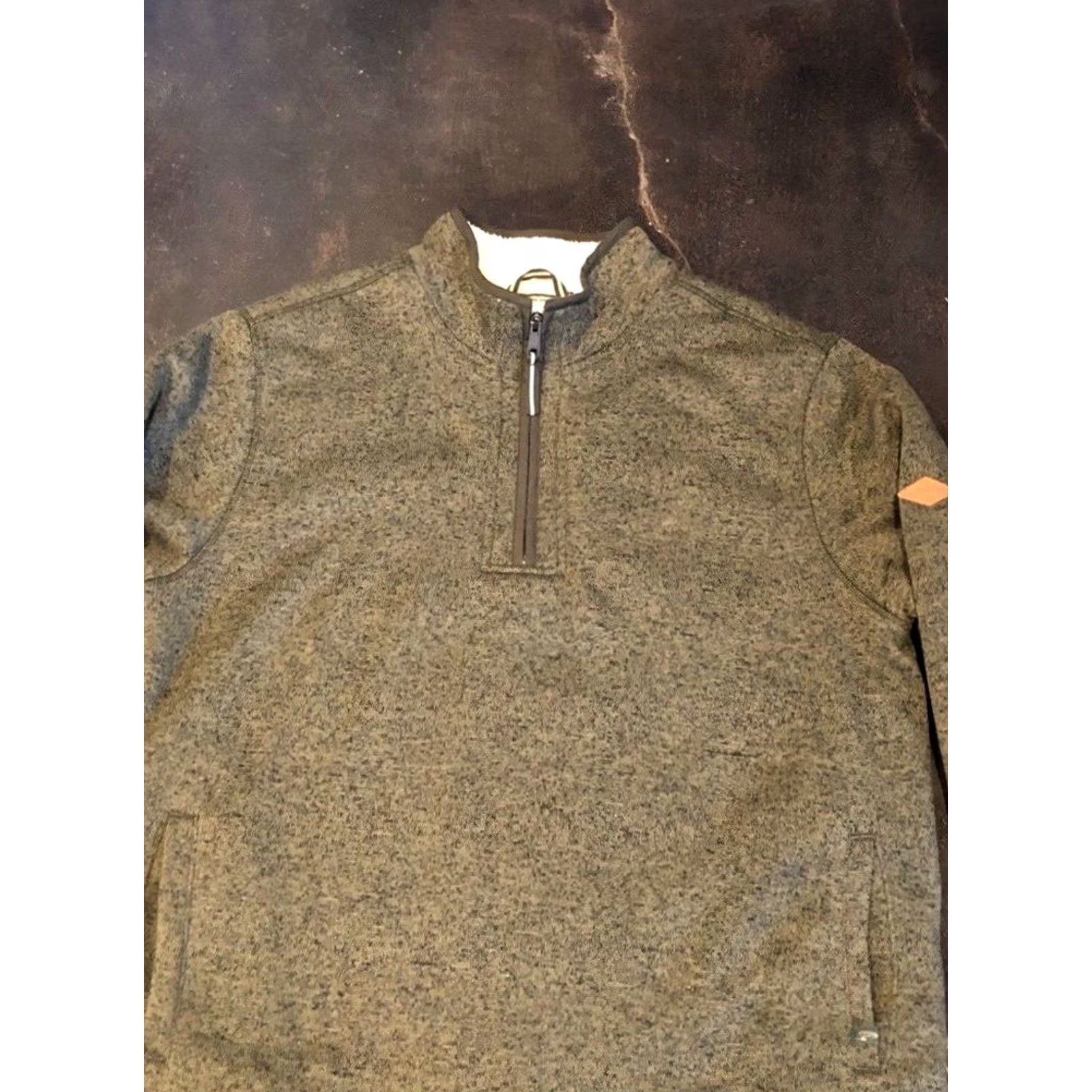 Orvis VINTAGE ORVIS Mens XLarge Olive Green Pullover Sweater 1/4 Zip Sherpa Lining Size US XL / EU 56 / 4 - 2 Thumbnail
