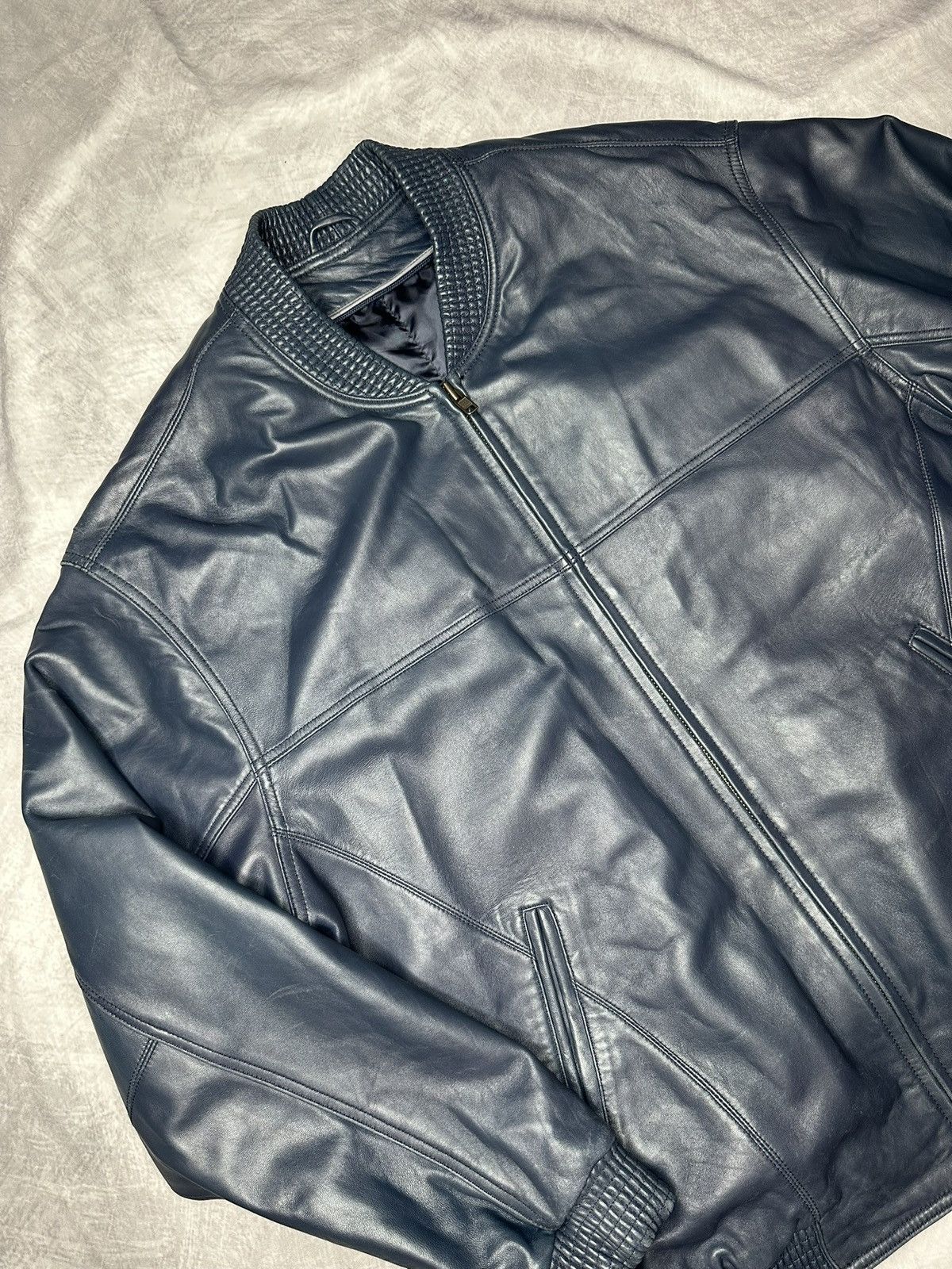 Vintage Leather jacket blue vintage Size US XL / EU 56 / 4 - 3 Thumbnail