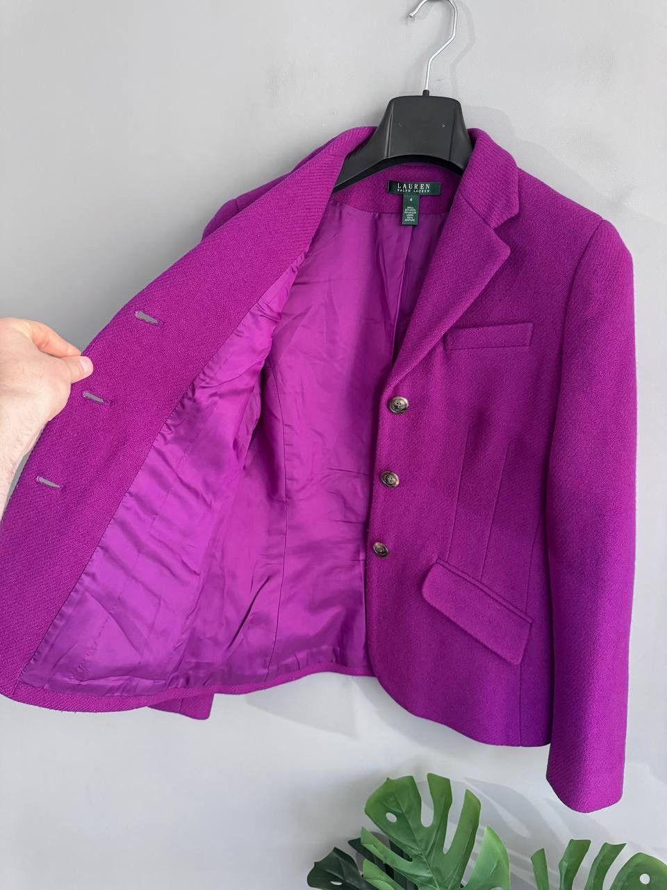 Ralph Lauren Lauren Ralph Lauren Women's Purple Tweed Wool Blazer, US 4 Size XS / US 0-2 / IT 36-38 - 9 Thumbnail