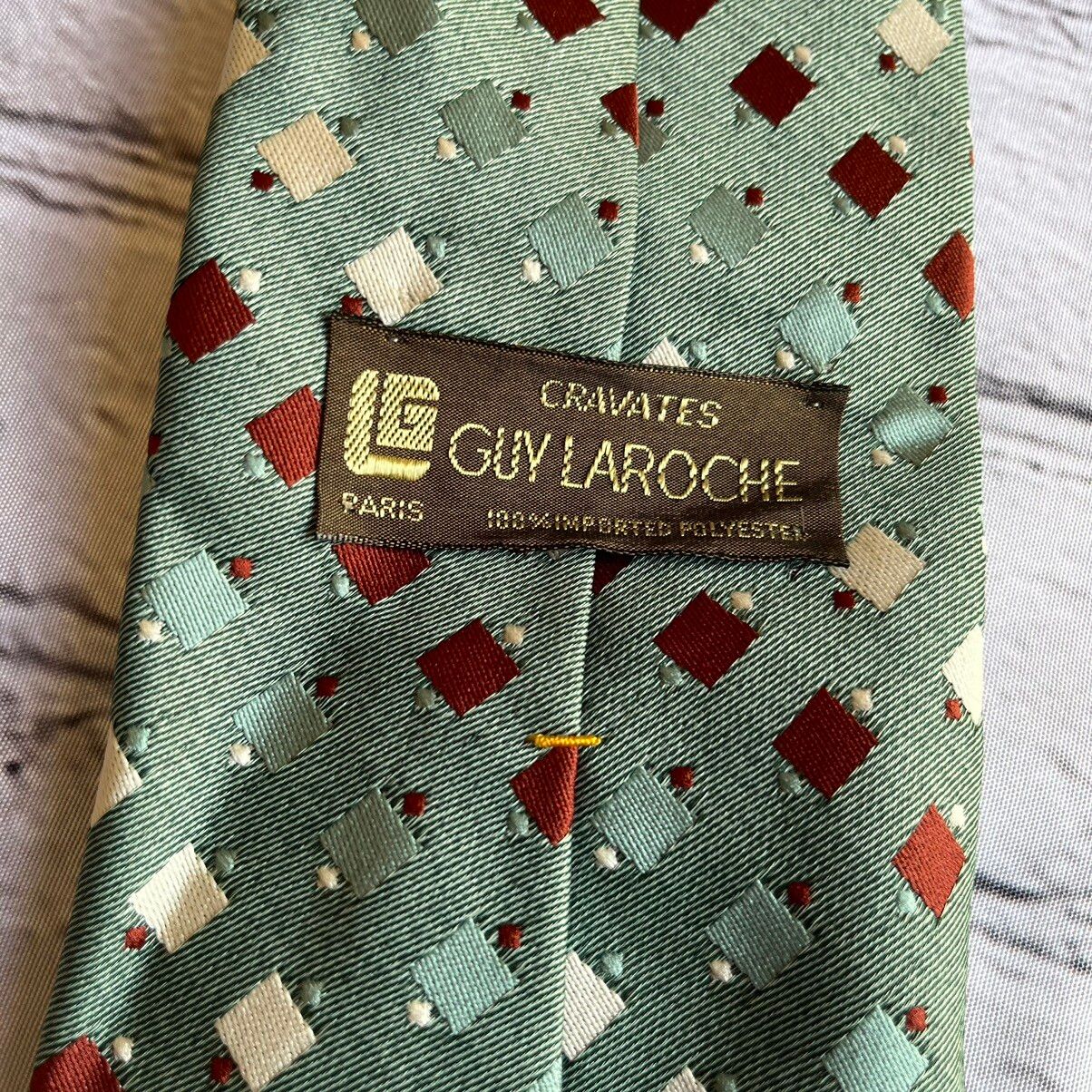 Vintage Guy Laroche Cravates Paris Vintage Mens Geometric Print Tie Size ONE SIZE - 4 Thumbnail