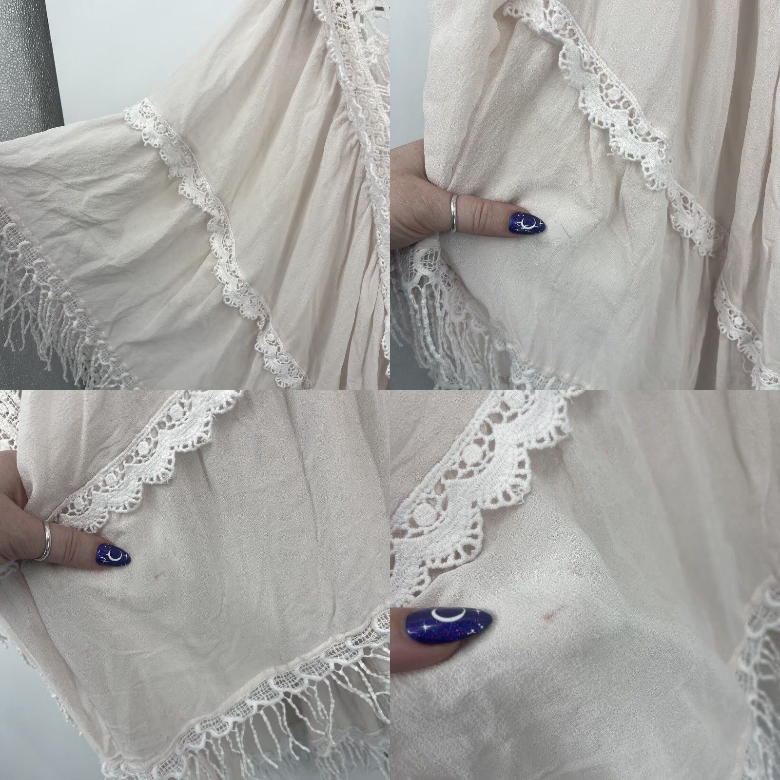 Vintage AGUA BENDITA Silk Poncho Cover Up Women One Size Pink Fringe Beach 3/4 Sleeve Adult One Size Pink Womens Summer Poncho Size ONE SIZE - 8 Thumbnail