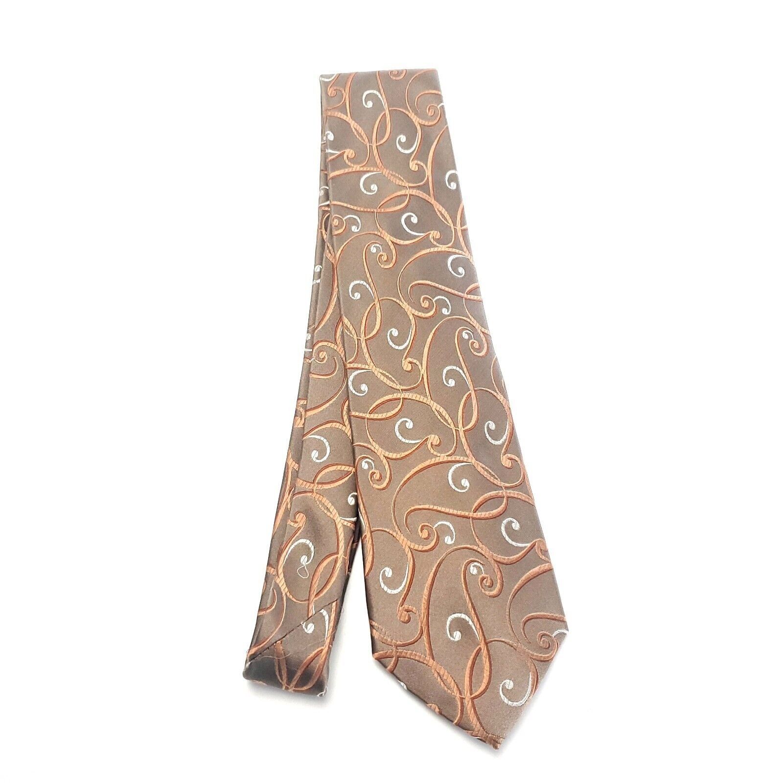 Van Heusen Van Heusen Brown Orange Silk Tie Woven Floral Size ONE SIZE - 6 Thumbnail