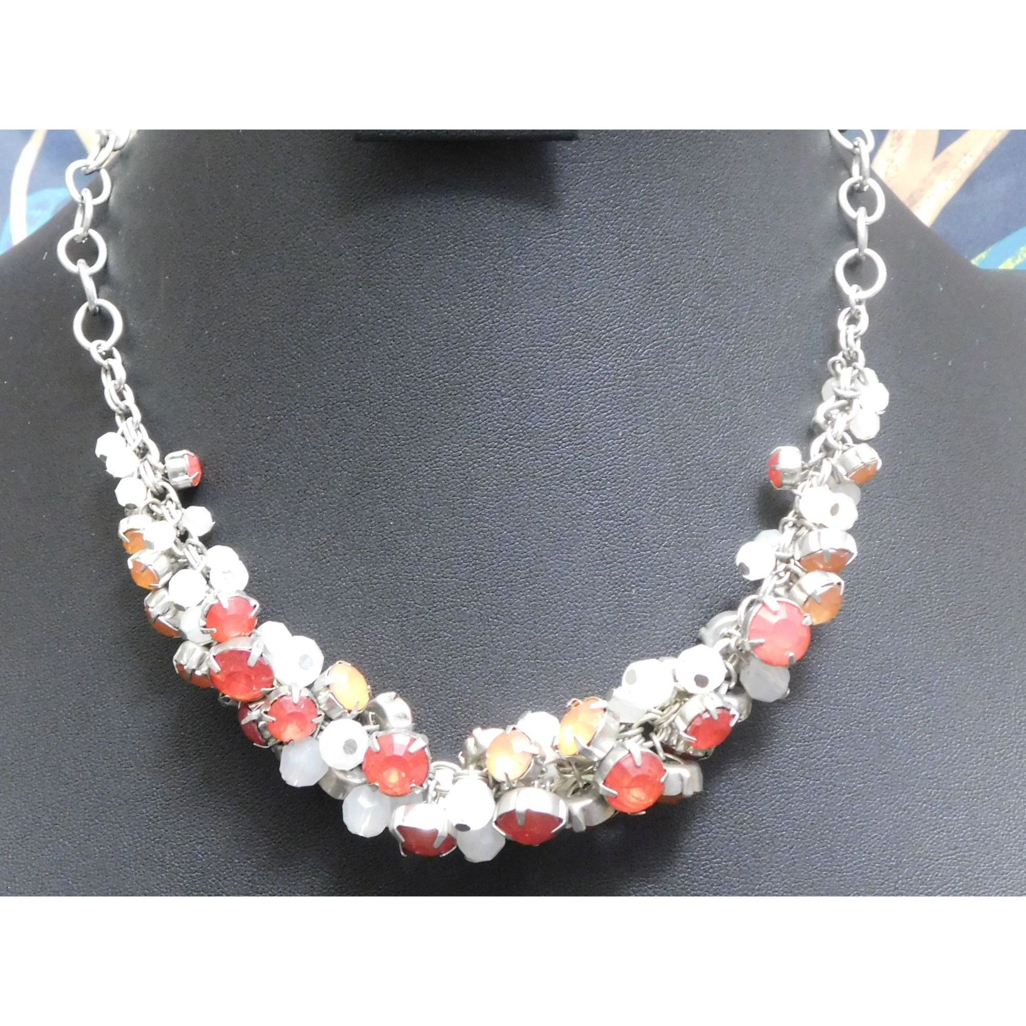 Other Retro Red And White Gemmed Cluster Necklace Size ONE SIZE - 3 Thumbnail