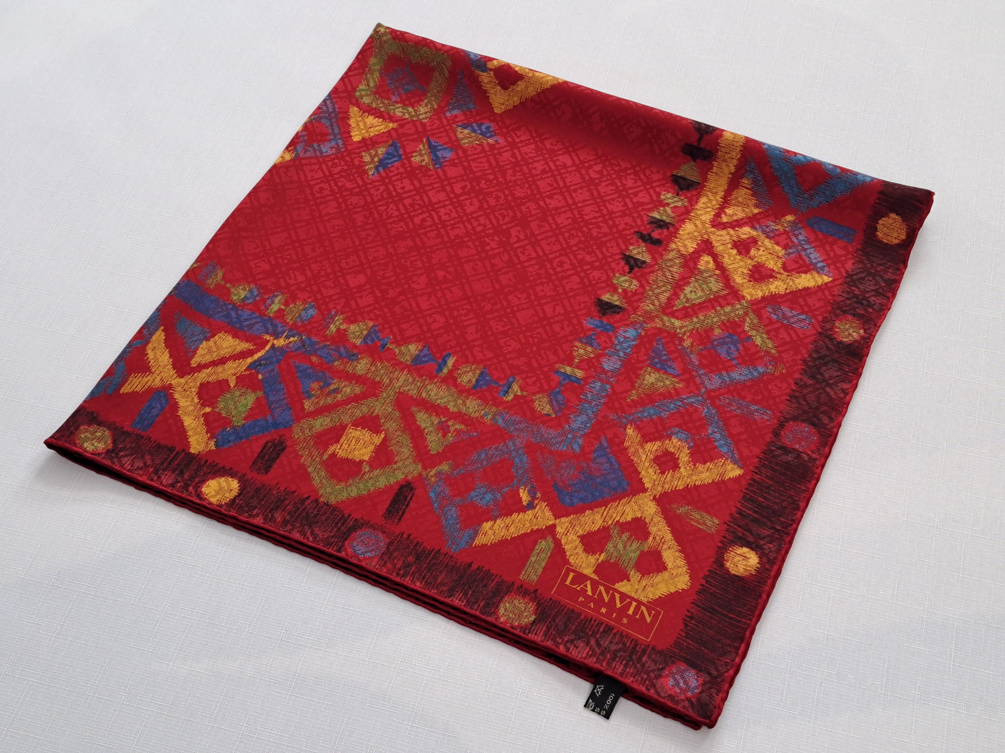 Lanvin × Vintage Vintage LANVIN Aztec motif jacquard silk scarf. Size ONE SIZE - 2 Thumbnail