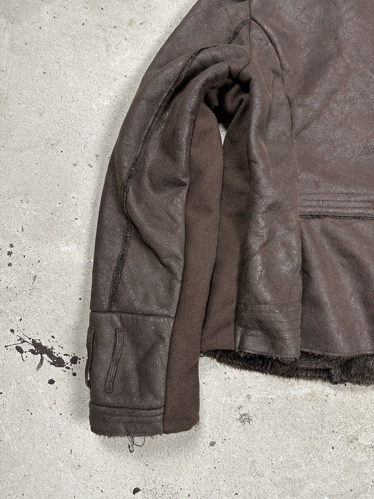 Japanese Brand Vintage Y2K Faux Fur Collar Brown Asymmetrical Biker Jacket Size XS / US 0-2 / IT 36-38 - 15 Thumbnail