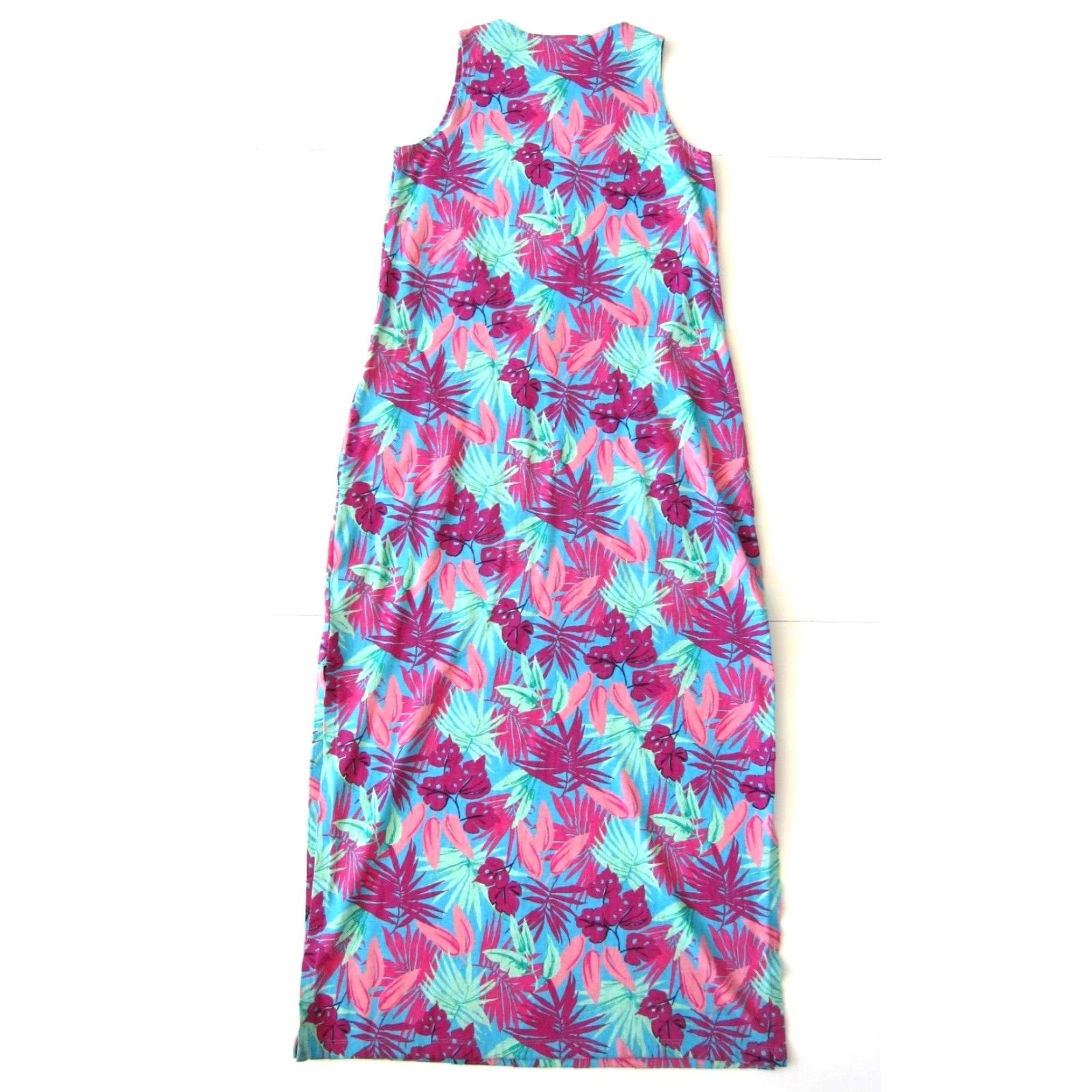 Lands' End Lands' End 100% Cotton Pink Blue Green Floral Pocket Long Maxi Tank Dress XS Women Sleeveless Round Neck Floral Maxi Dress 2-4 XS Size XS / US 0-2 / IT 36-38 - 2 Thumbnail
