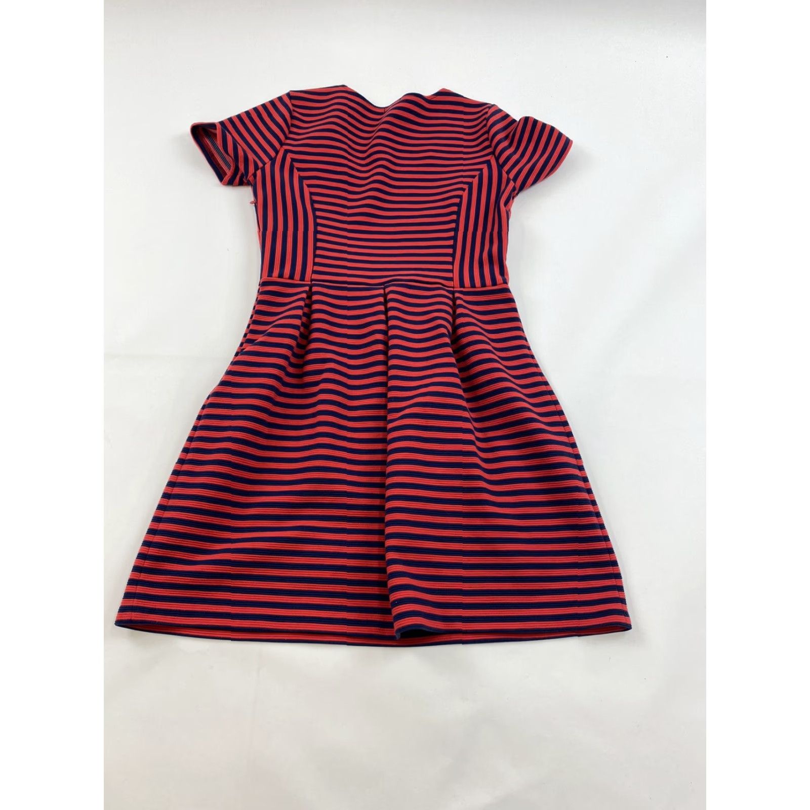 J.Crew J.CREW Dress Womens 6 Red Striped Fit & Flare Knee Length Short Sleeve Womens Casual Business Label: J.CREW Size M / US 6-8 / IT 42-44 - 2 Thumbnail