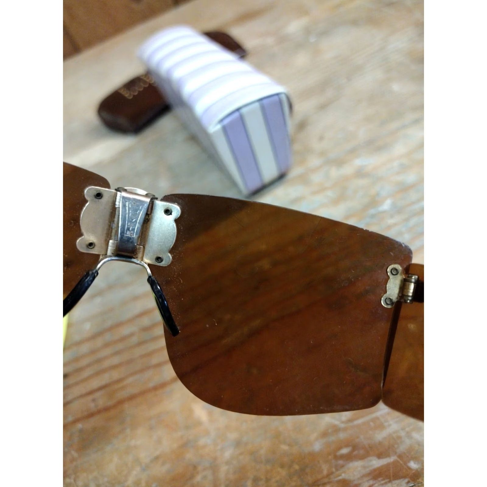 Vintage VINTAGE CEBE LIBERATOR Brevet Nose Bridge Sunglasses Square France Brown 80s Mens Womens Size ONE SIZE - 4 Thumbnail