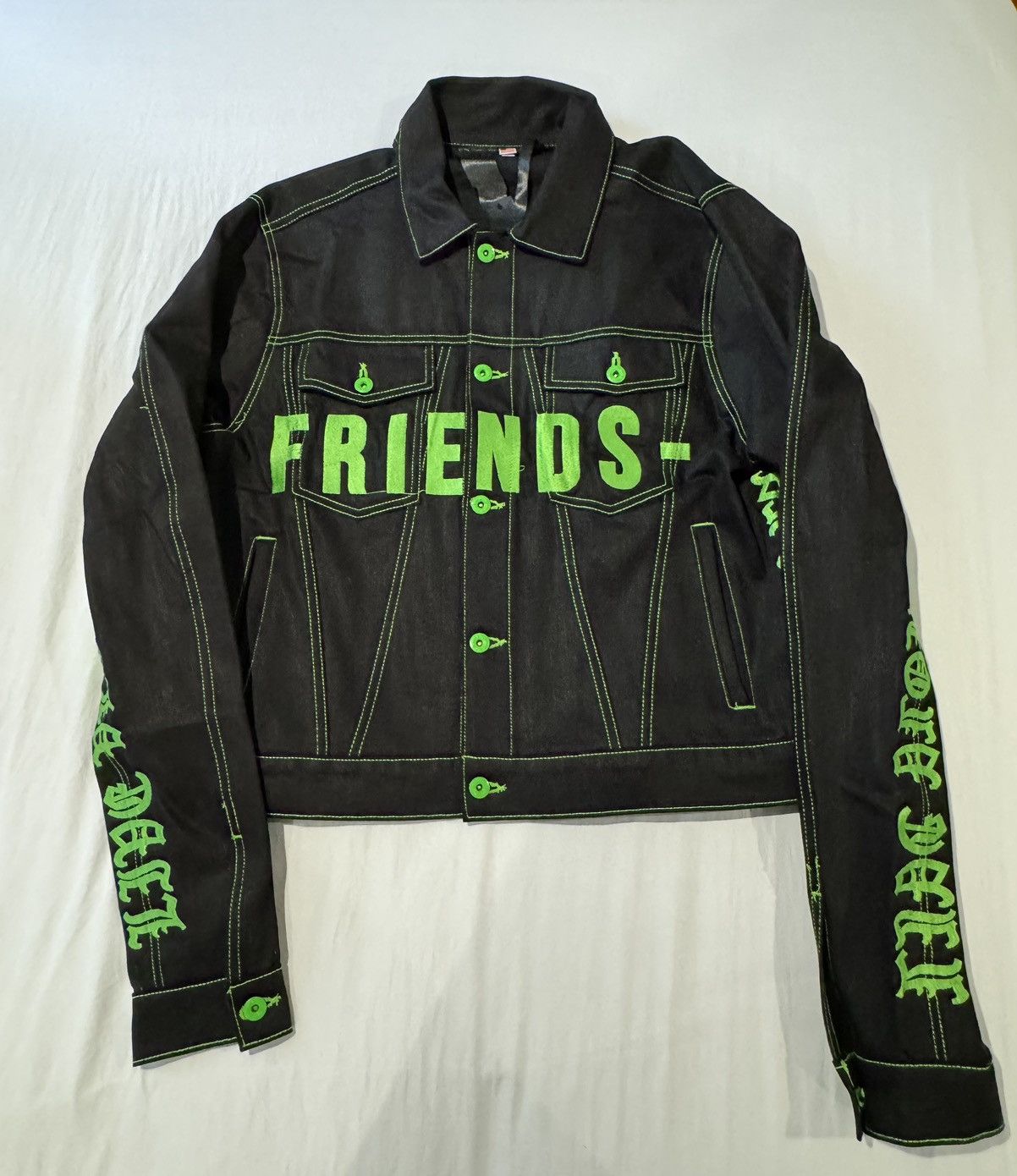 Vlone Vlone Friends Denim Jacket Runway Green Black | Grailed