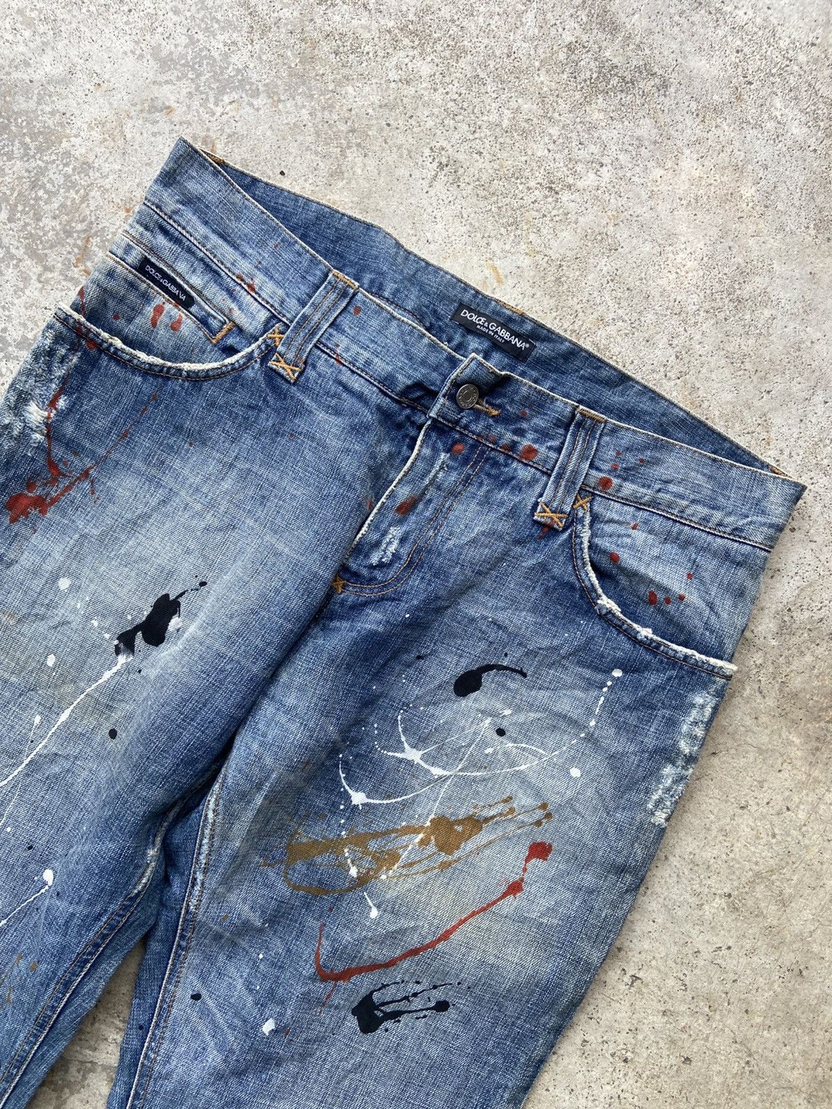 Dolce & Gabbana ARCHIVE SS03 ‘16 Classic’ Splatter Paint Distressed Denim Size US 36 / EU 52 - 2 Thumbnail