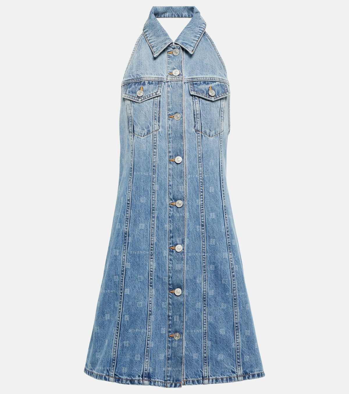 Givenchy o1y0925 Denim Shirt Mini Dress in Blue Size M / US 6-8 / IT 42-44 - 1 Thumbnail