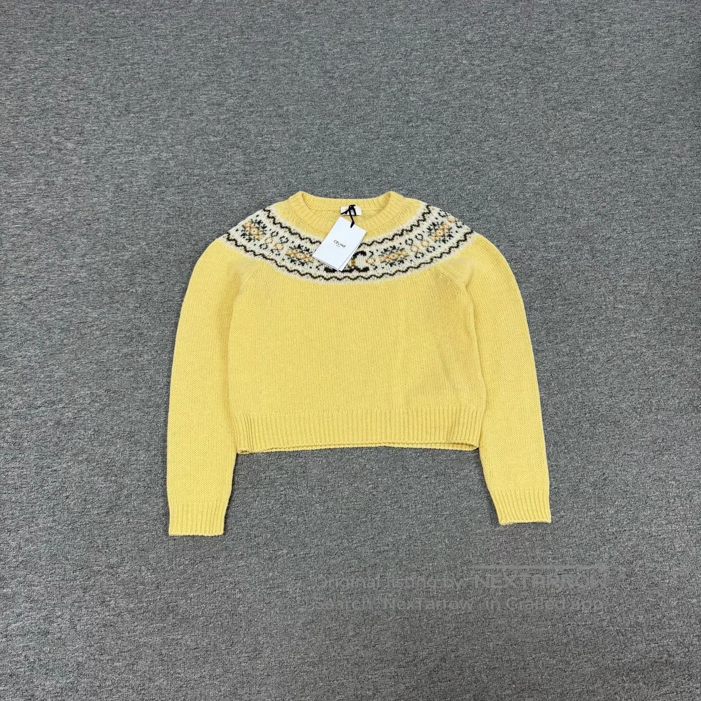 Celine CELINE Fair Island jacquard round-neck short sweater| Size US M / EU 48-50 / 2 - 1 Thumbnail