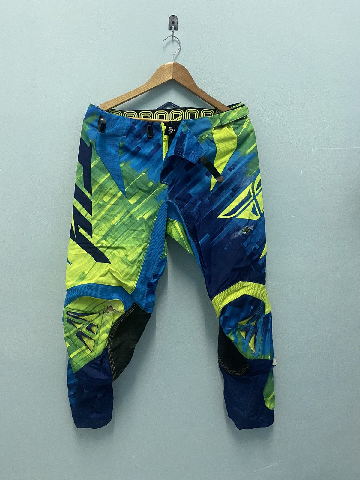 Alpinestars × Fox Racing Fly racing blue green suit race pant🚀 Size US 35 - 1 Thumbnail