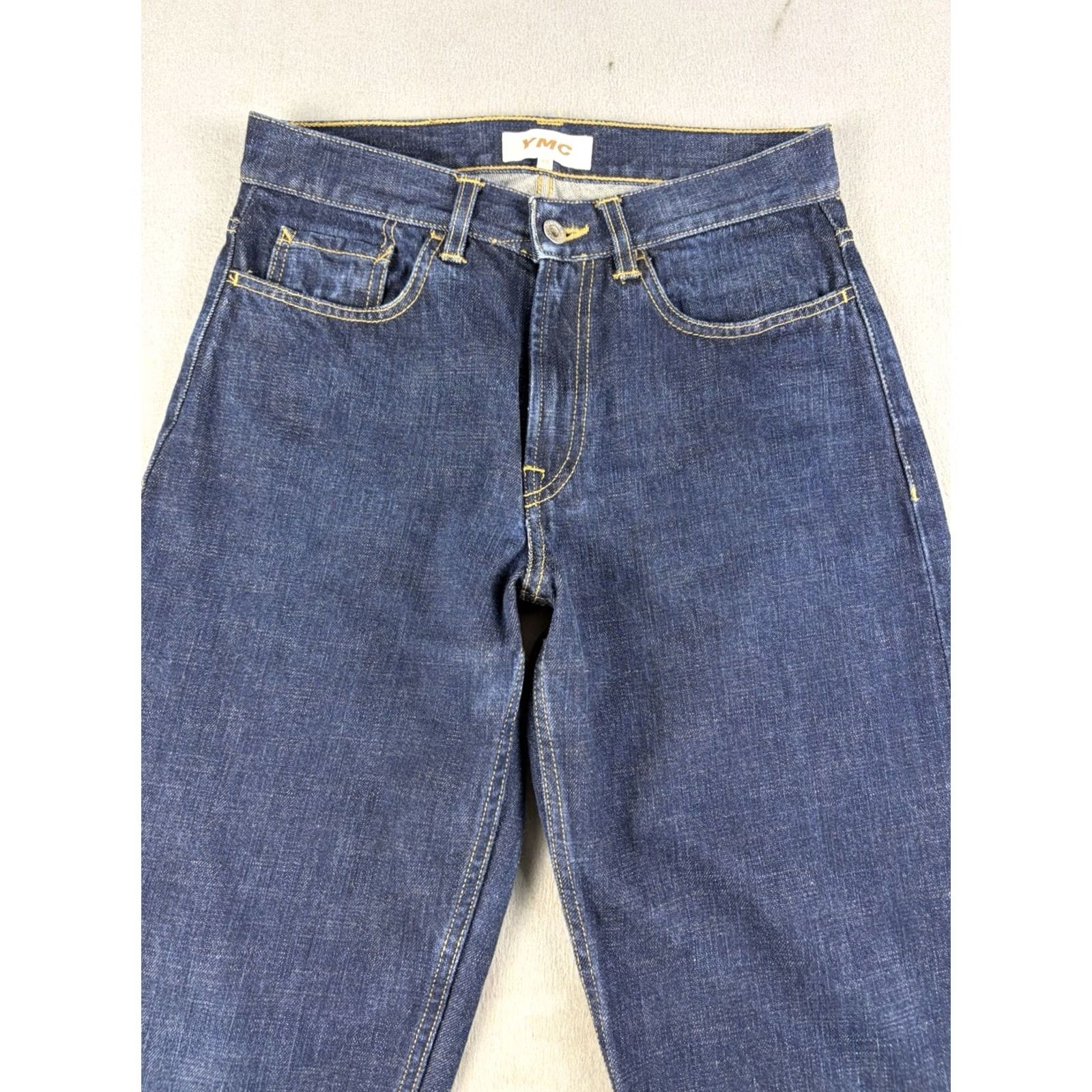 YMC YMC Jeans Women XS 28x26 Blue Denim Cotton Selvedge Dark Straight Relaxed Pocket Button Zip 1990s Portugal Size 26" / US 2 / IT 38 - 2 Thumbnail