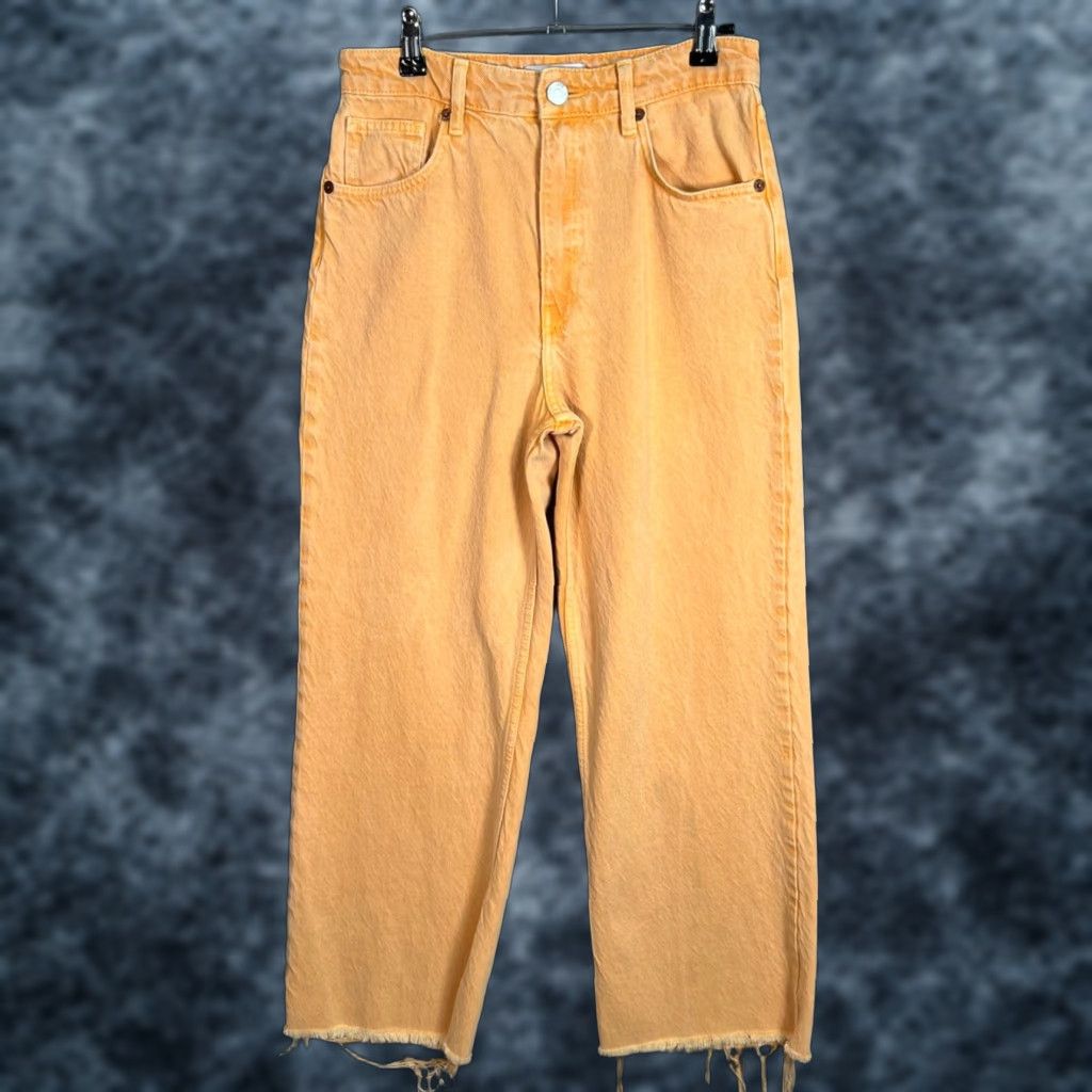 Zara VINTAGE Zara Yellow High-Waisted Frayed Hem Straight Leg Jeans Adult Womens 6 27x27 Denim Jeans Womens Size 28" / US 6 / IT 42 - 1 Thumbnail
